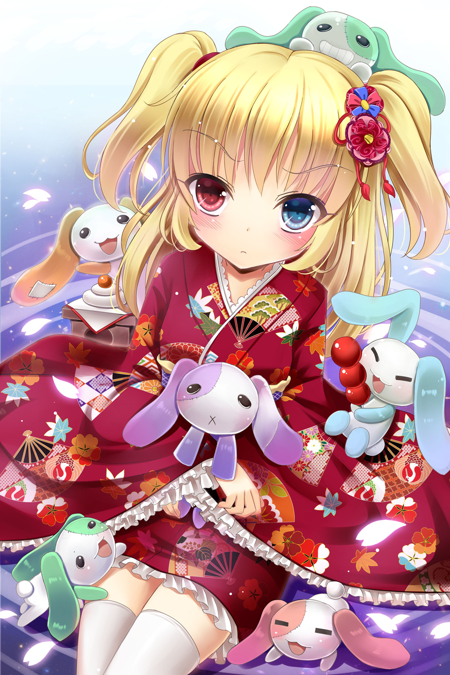 boku_wa_tomodachi_ga_sukunai hasegawa_kobato heterochromia kimono milkshake thighhighs