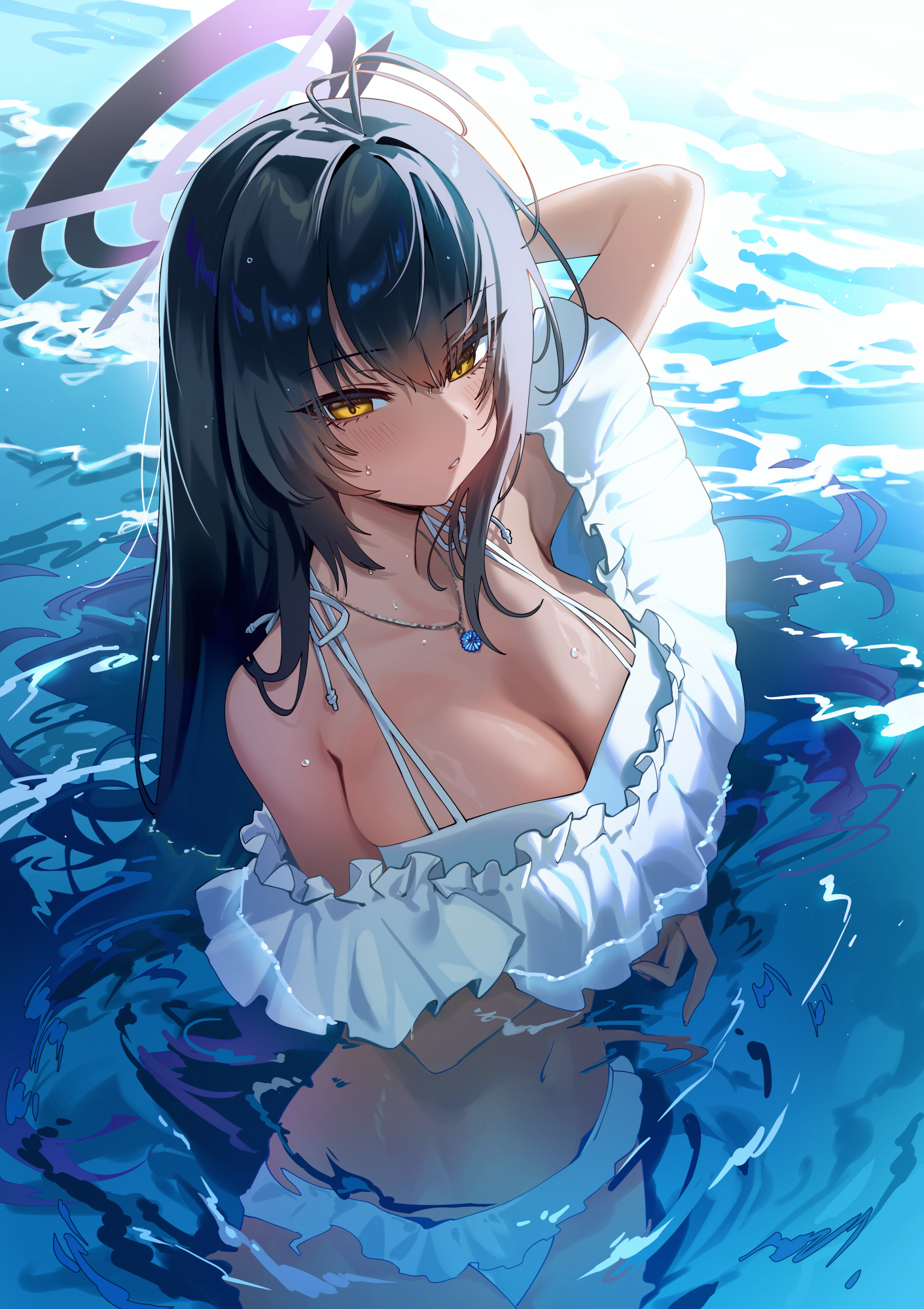alpha_(ypalpha79) bikini blue_archive halo kakudate_karin swimsuits wet