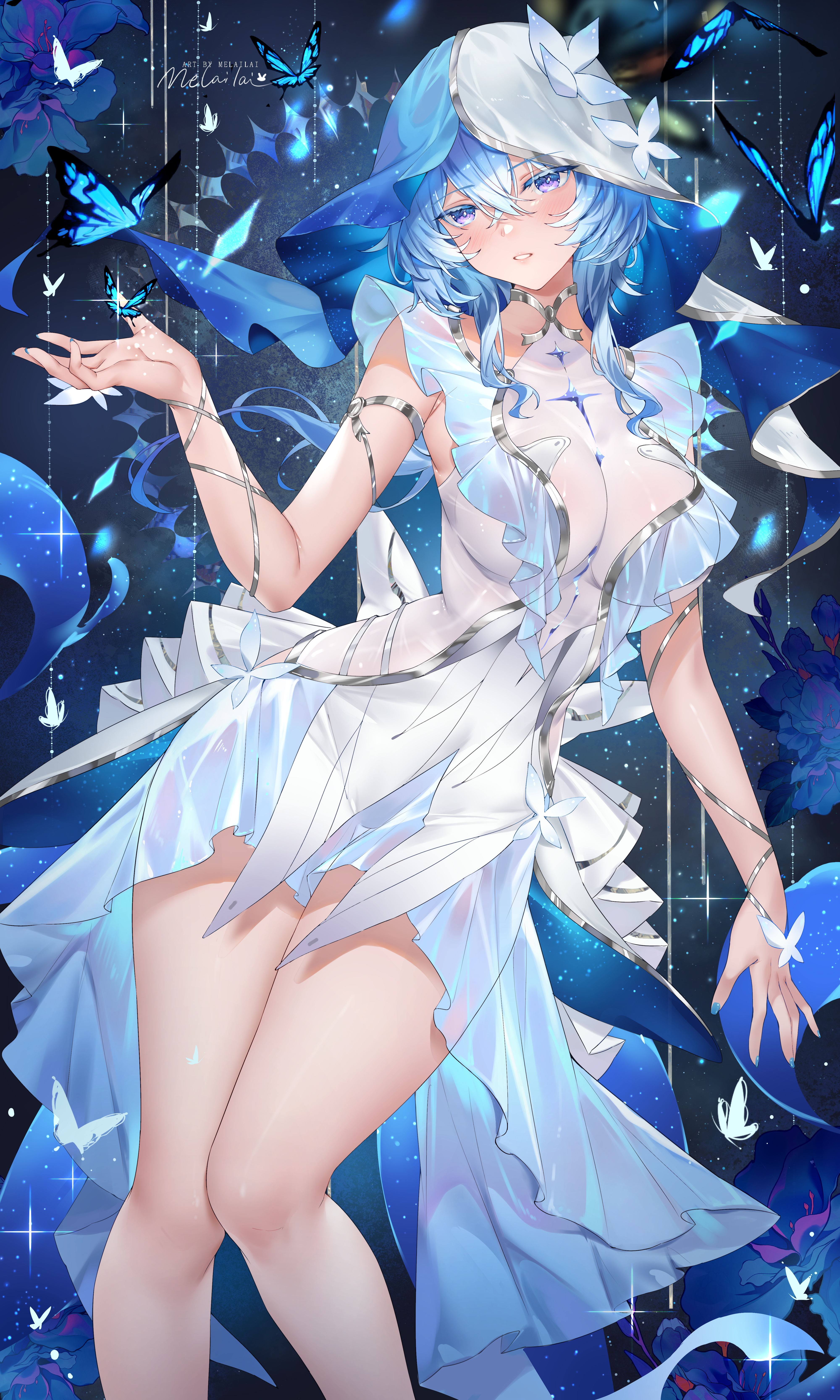 dress melailai no_bra see_through shorekeeper wuthering_waves
