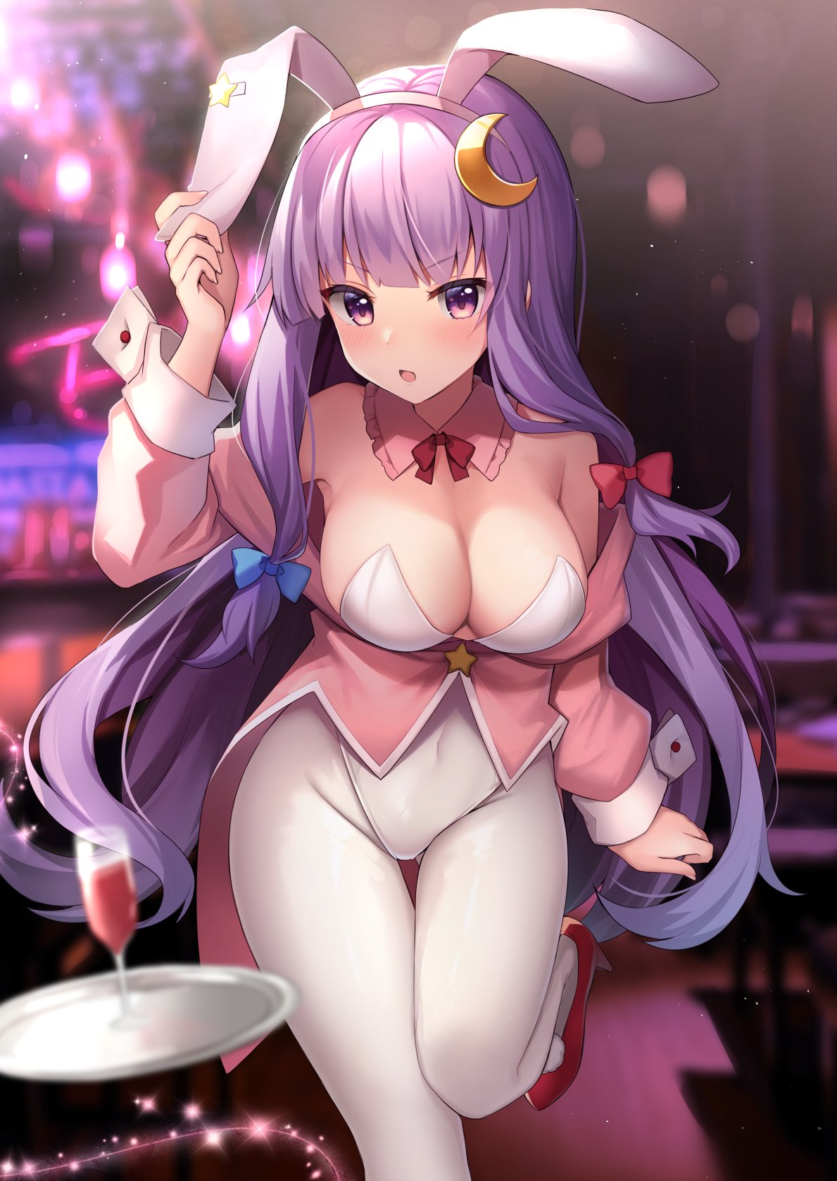 animal_ears bunny_ears bunny_girl heels no_bra pantyhose patchouli_knowledge ruhika touhou