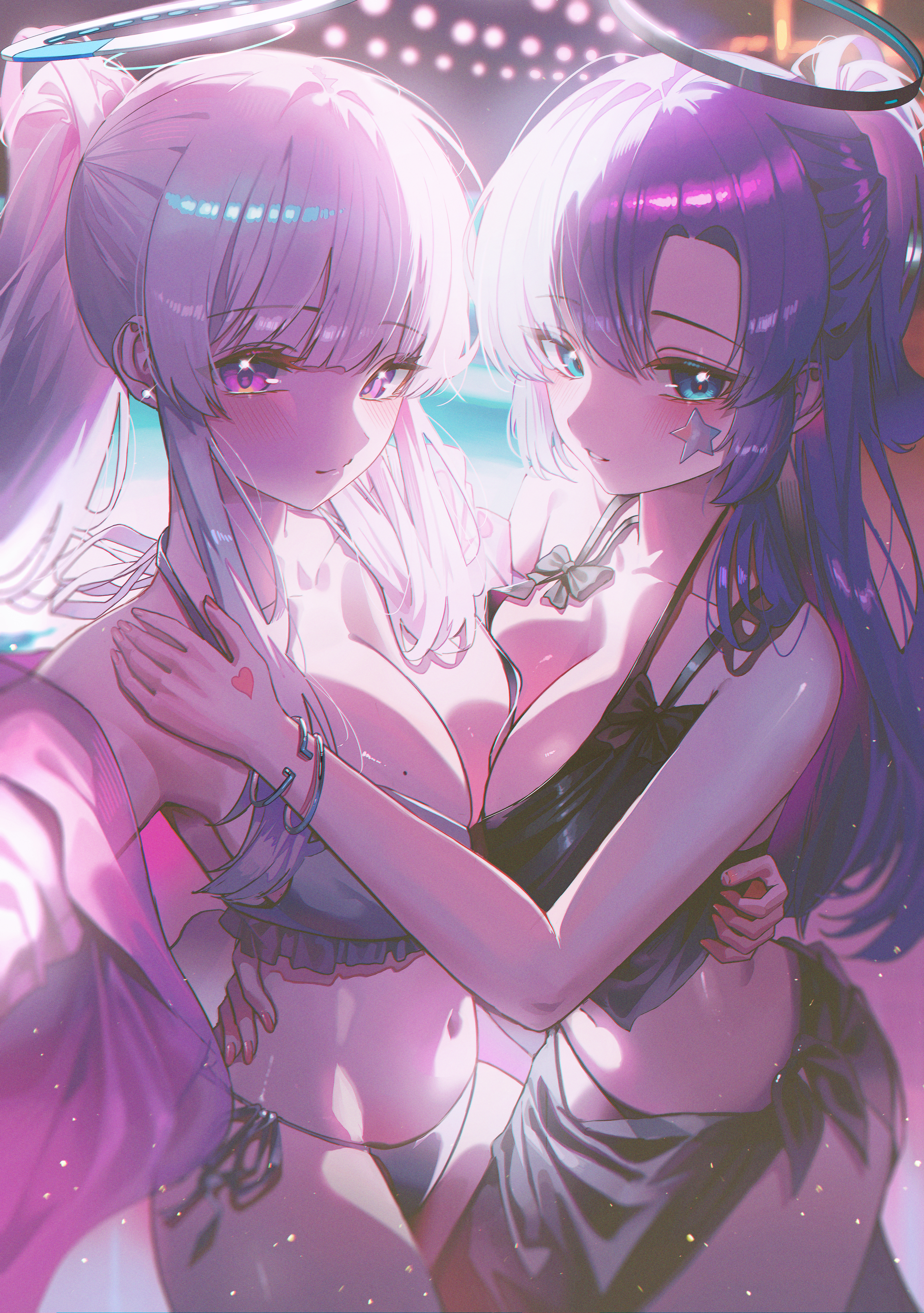bikini blue_archive domi_(hongsung0819) halo hayase_yuuka swimsuits ushio_noa
