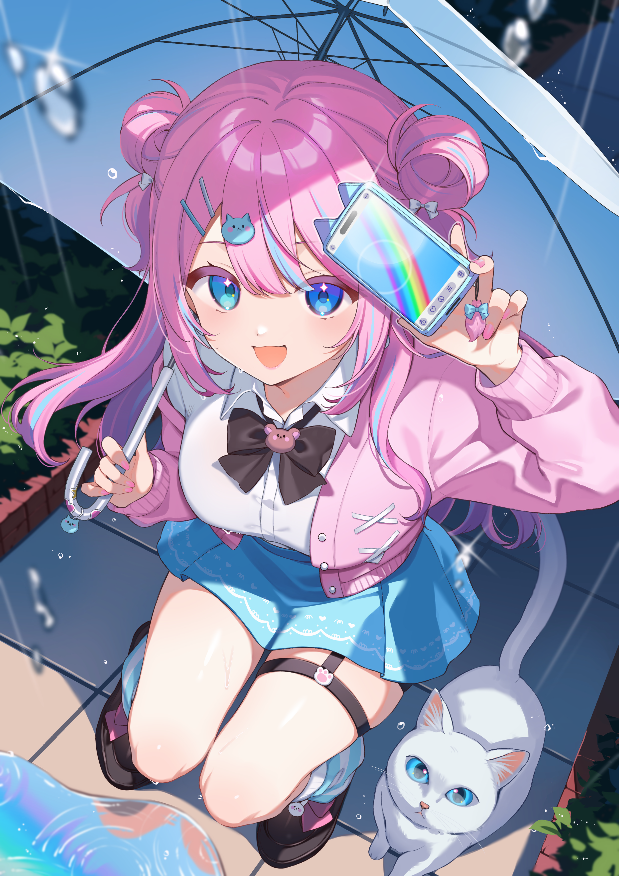 citron_82 detexted garter iriam neko seifuku sweater umbrella