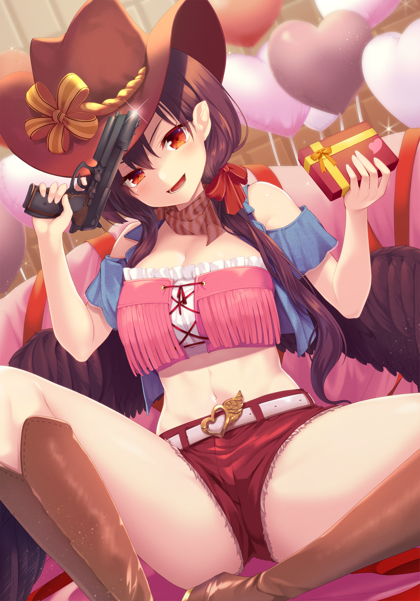 gun kurokoma_saki nyara_nico pointy_ears touhou valentine wings