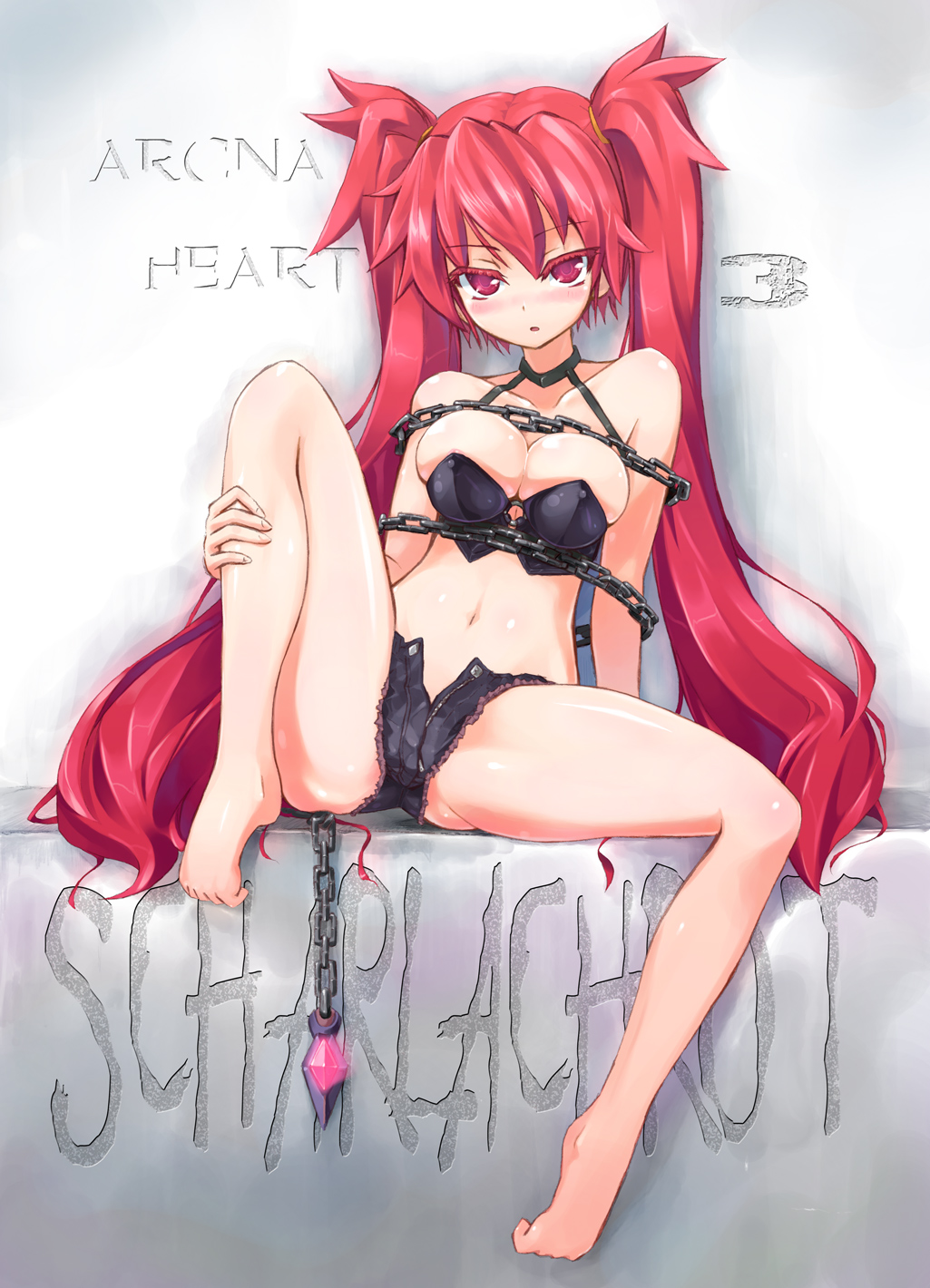 arcana_heart arcana_heart_3 bondage cleavage homura_subaru scharlachrot