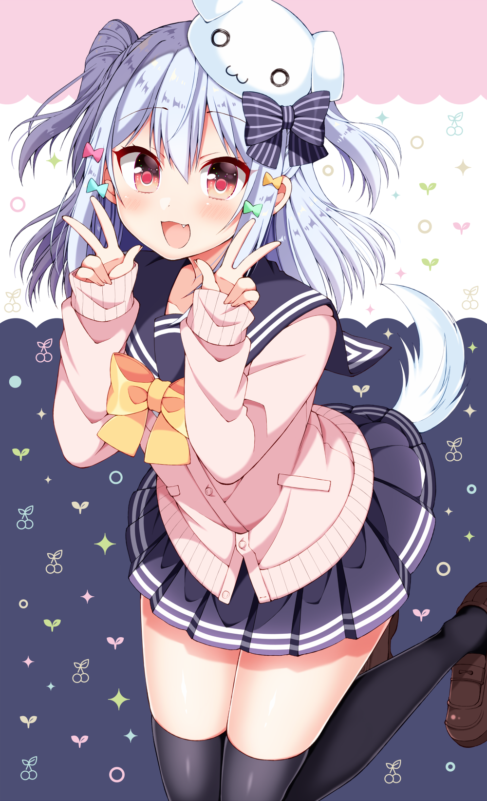 inuyama_tamaki seifuku sweater tail thighhighs trap tsukudani_norio tsukudani_norio_channel