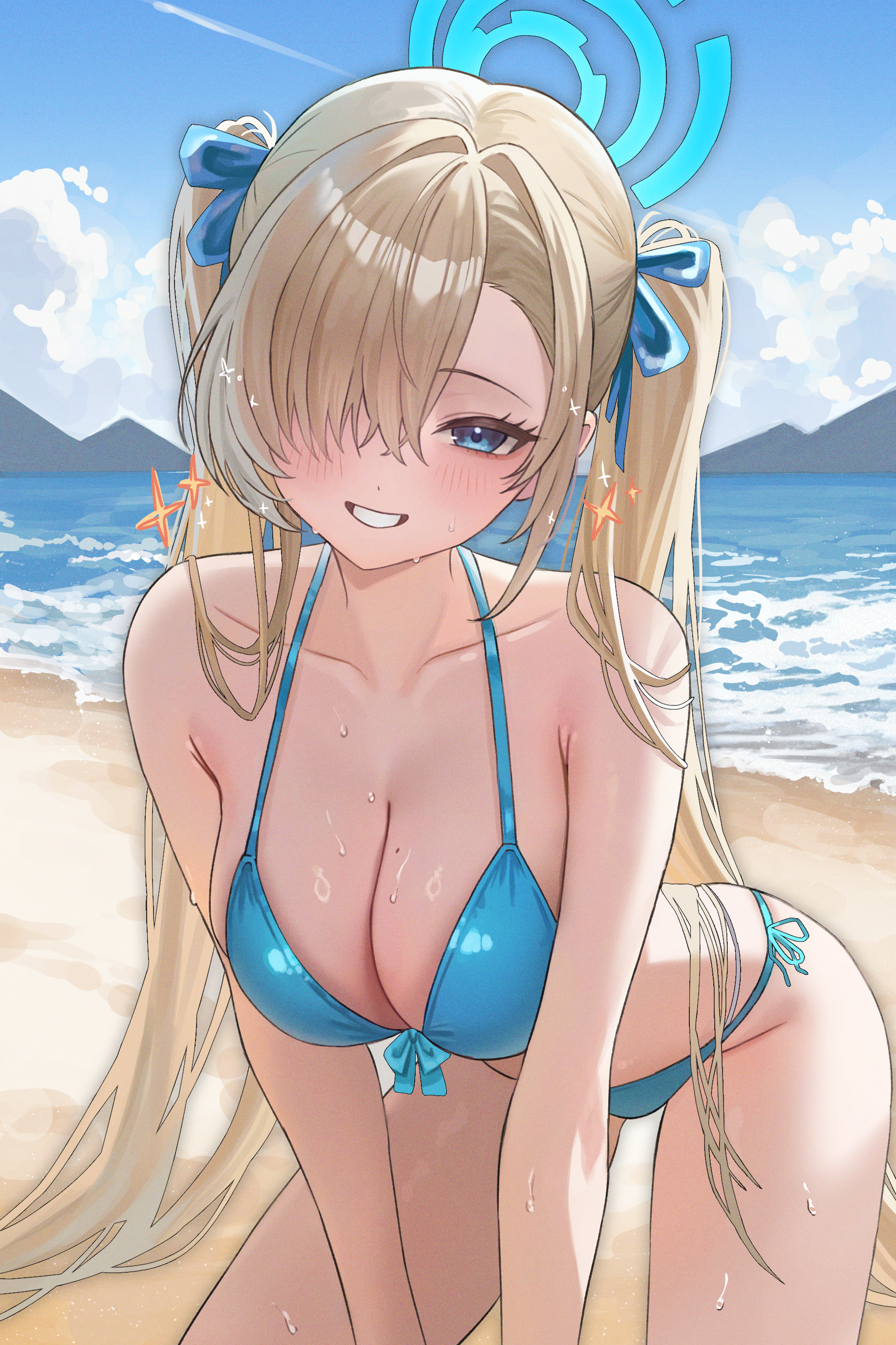 bikini blue_archive halo ichinose_asuna swimsuits wet yamu_(yamu_030)