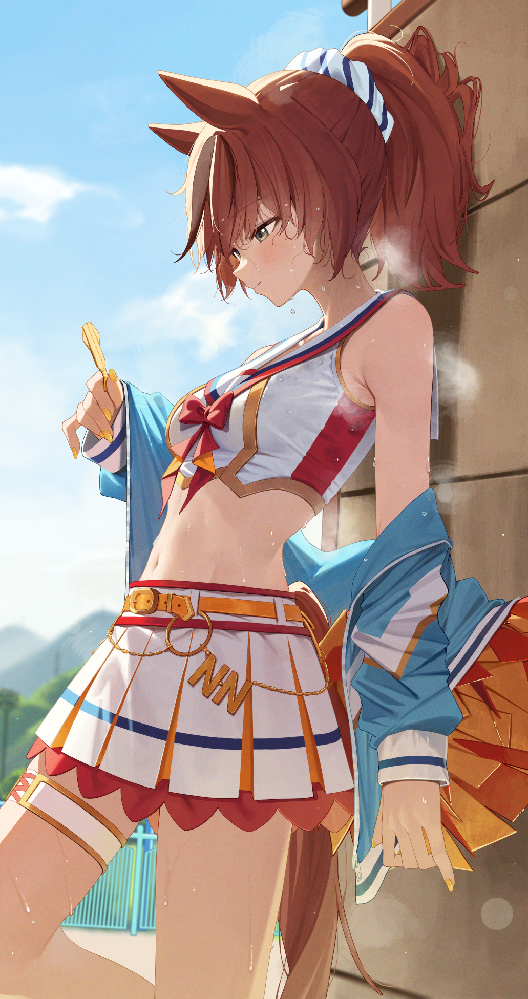 animal_ears cheerleader garter nice_nature_(umamusume) ningen_gokko tail uma_musume_pretty_derby wet