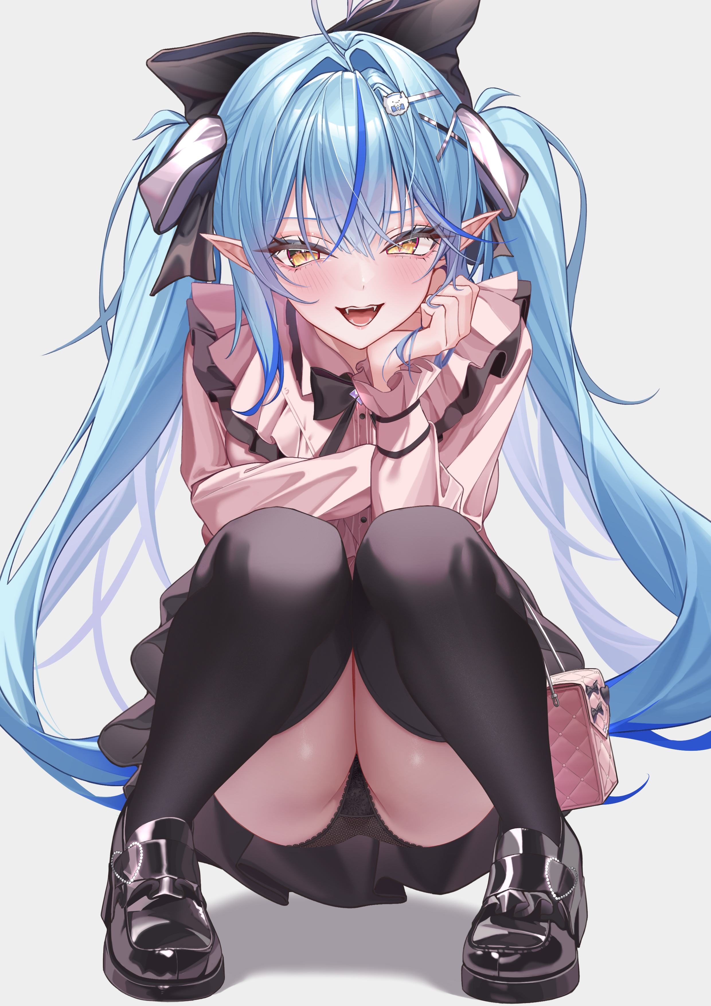 bratja elf hololive lolita_fashion pantsu pointy_ears skirt_lift thighhighs thong yukihana_lamy