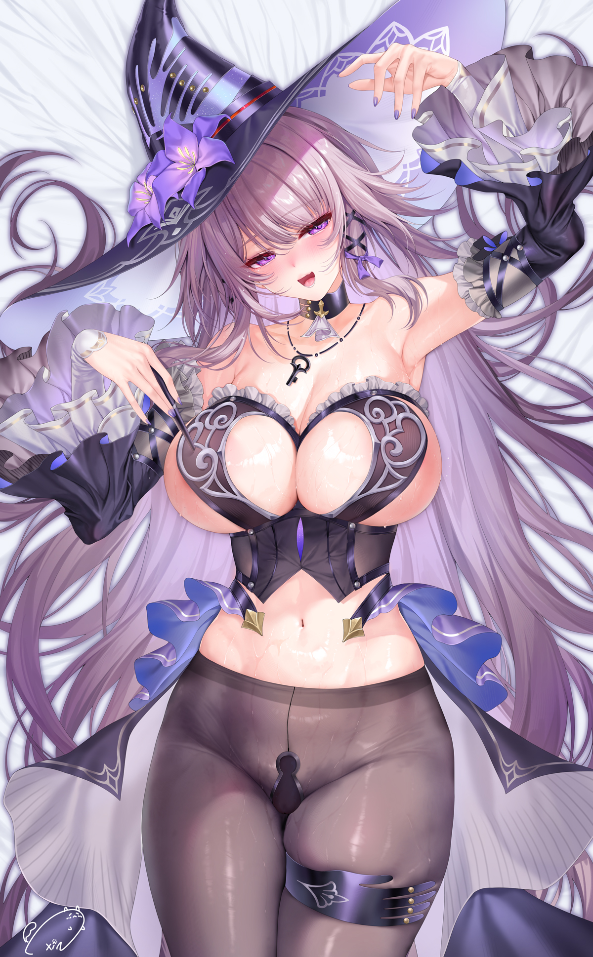 garter herta honkai:_star_rail no_bra obiwan pantyhose wet witch