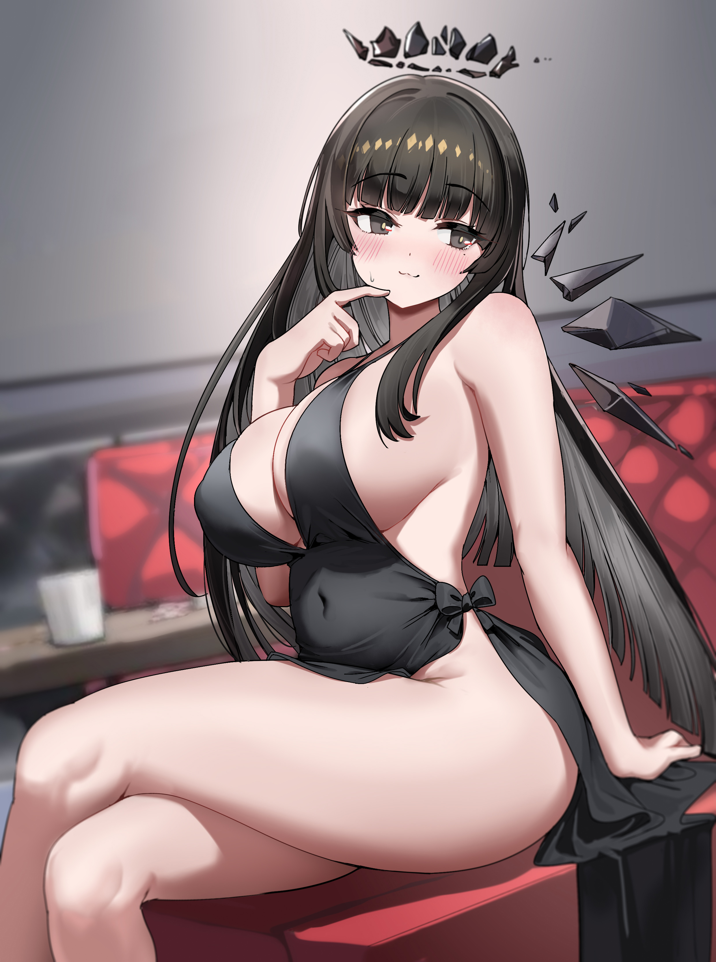 angel arknights bottomless dishui_tangni dress halo no_bra virtuosa_(arknights)