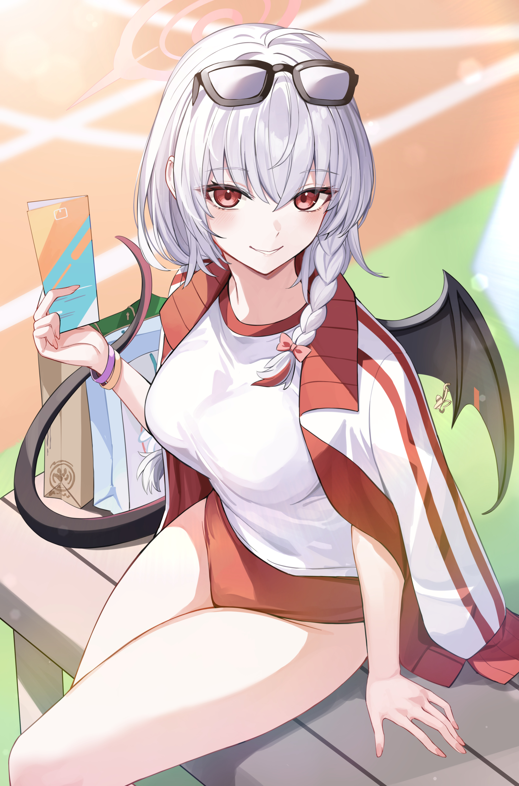 blue_archive buruma devil gym_uniform halo kurodate_haruna megane tail takehana_note wings