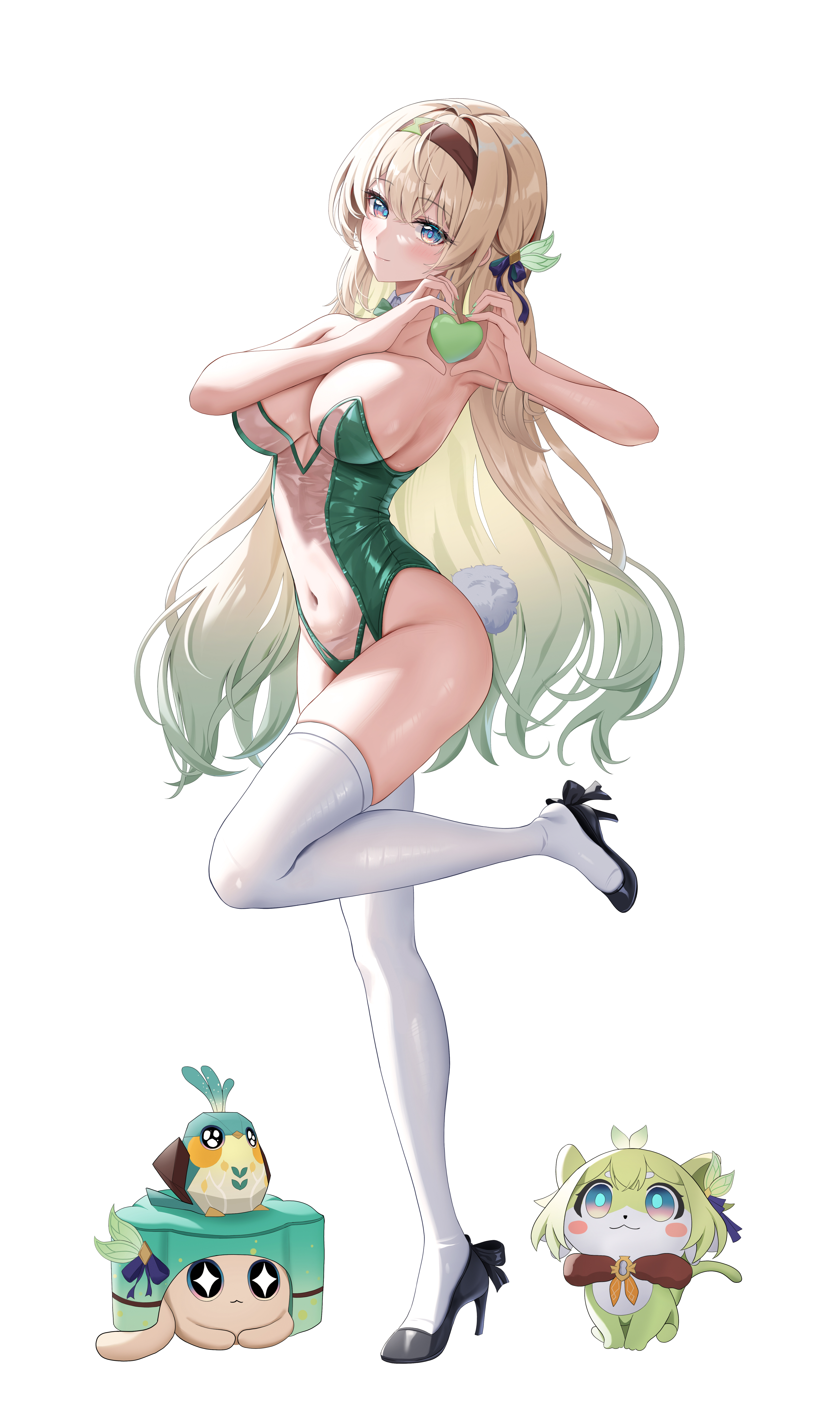 firefly heels honkai:_star_rail kesa_pasa leotard no_bra see_through tail thighhighs