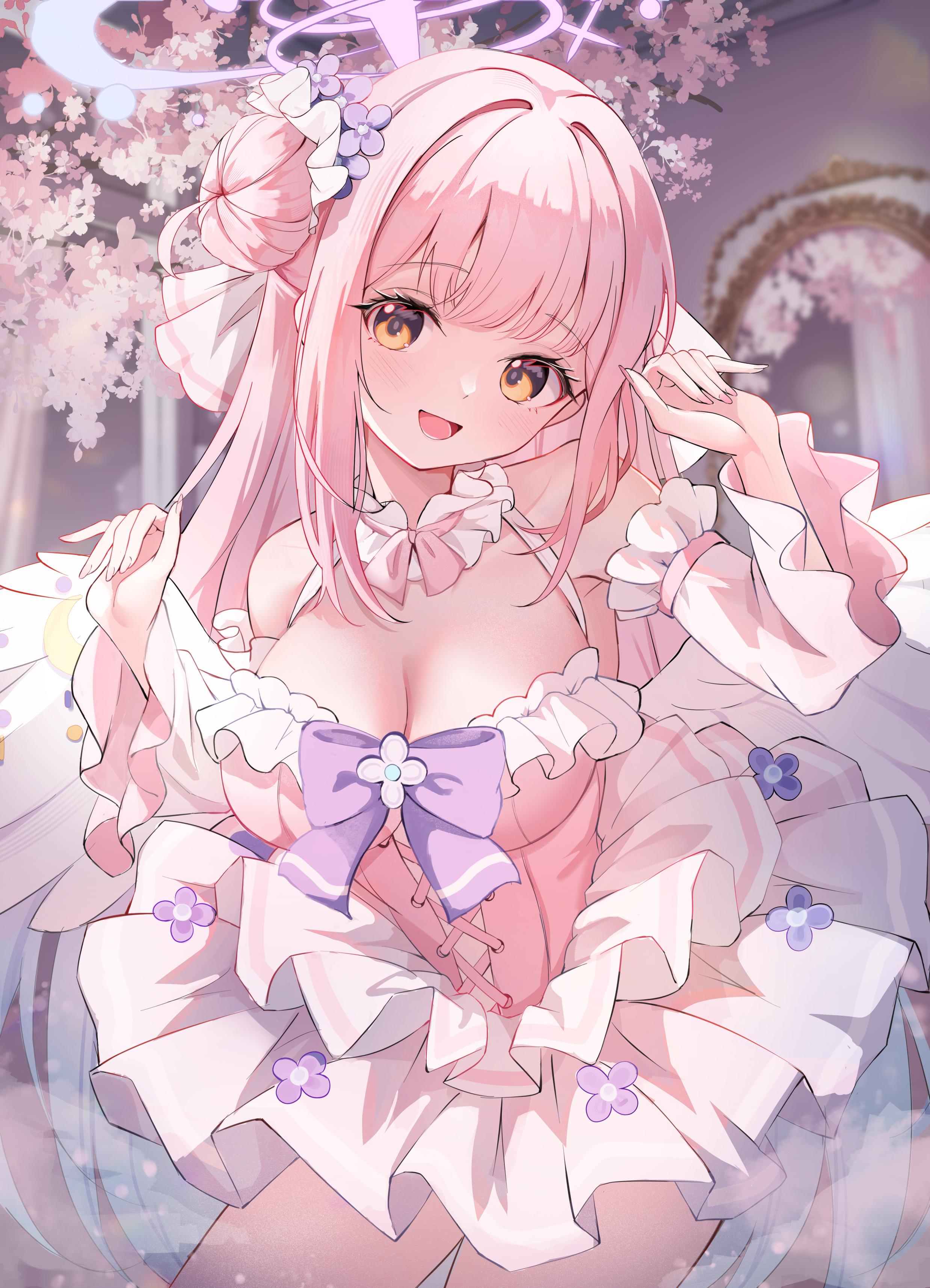 angel blue_archive misono_mika no_bra wings yukisaki_mizuchi