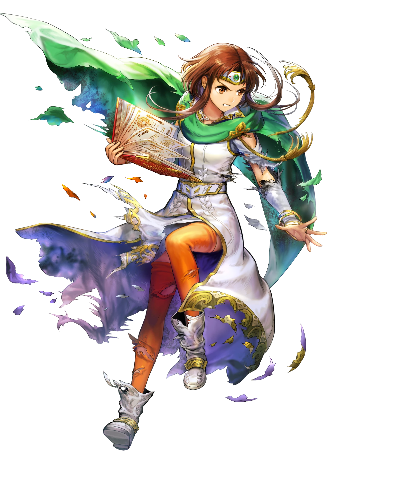 asatani_tomoyo dress fire_emblem fire_emblem:_thracia_776 fire_emblem_heroes miranda_(fire_emblem) nintendo thighhighs torn_clothes