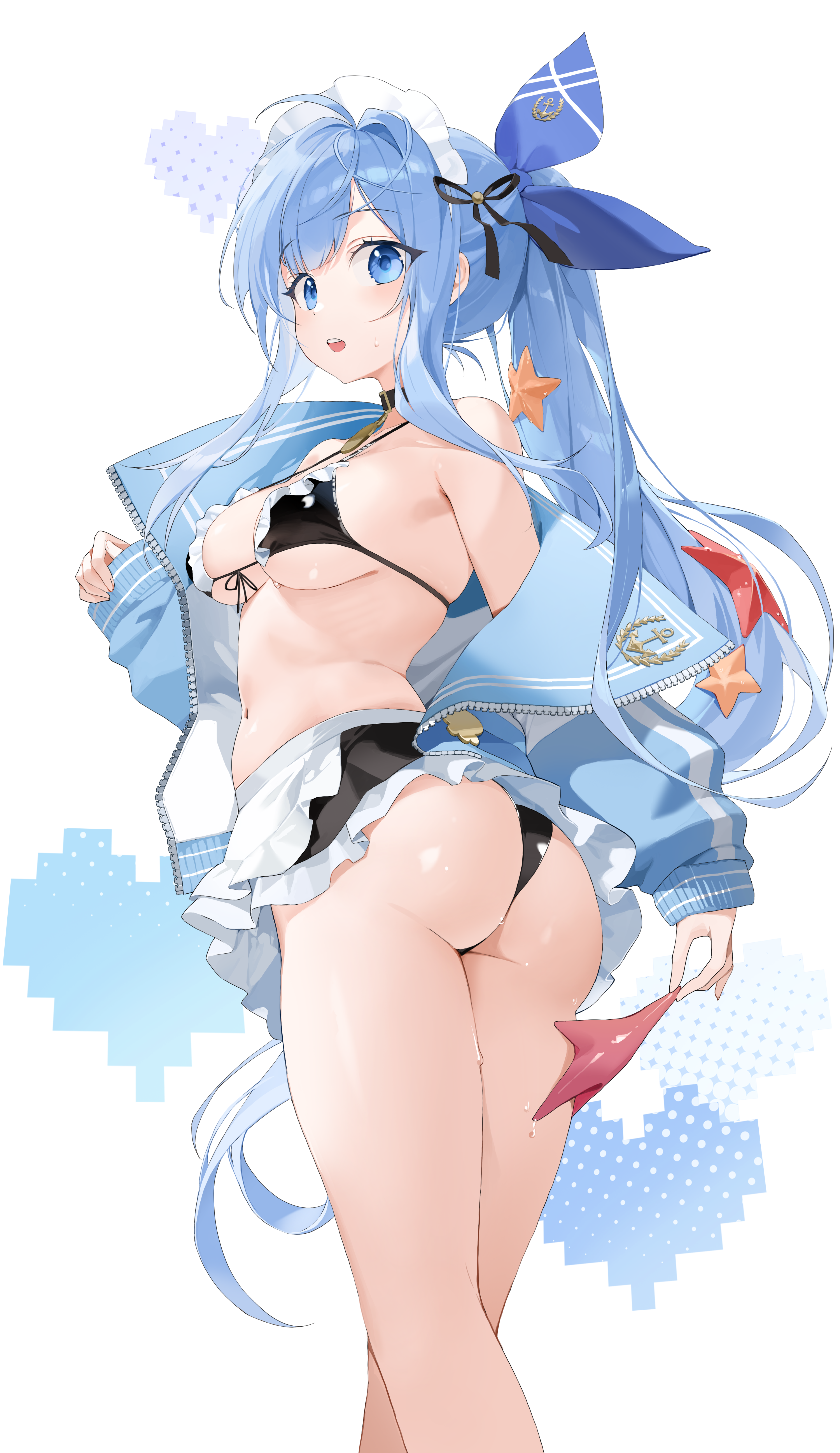 anchor_(nikke) ass bikini choyeon goddess_of_victory:_nikke maid open_shirt skirt_lift swimsuits thong wet