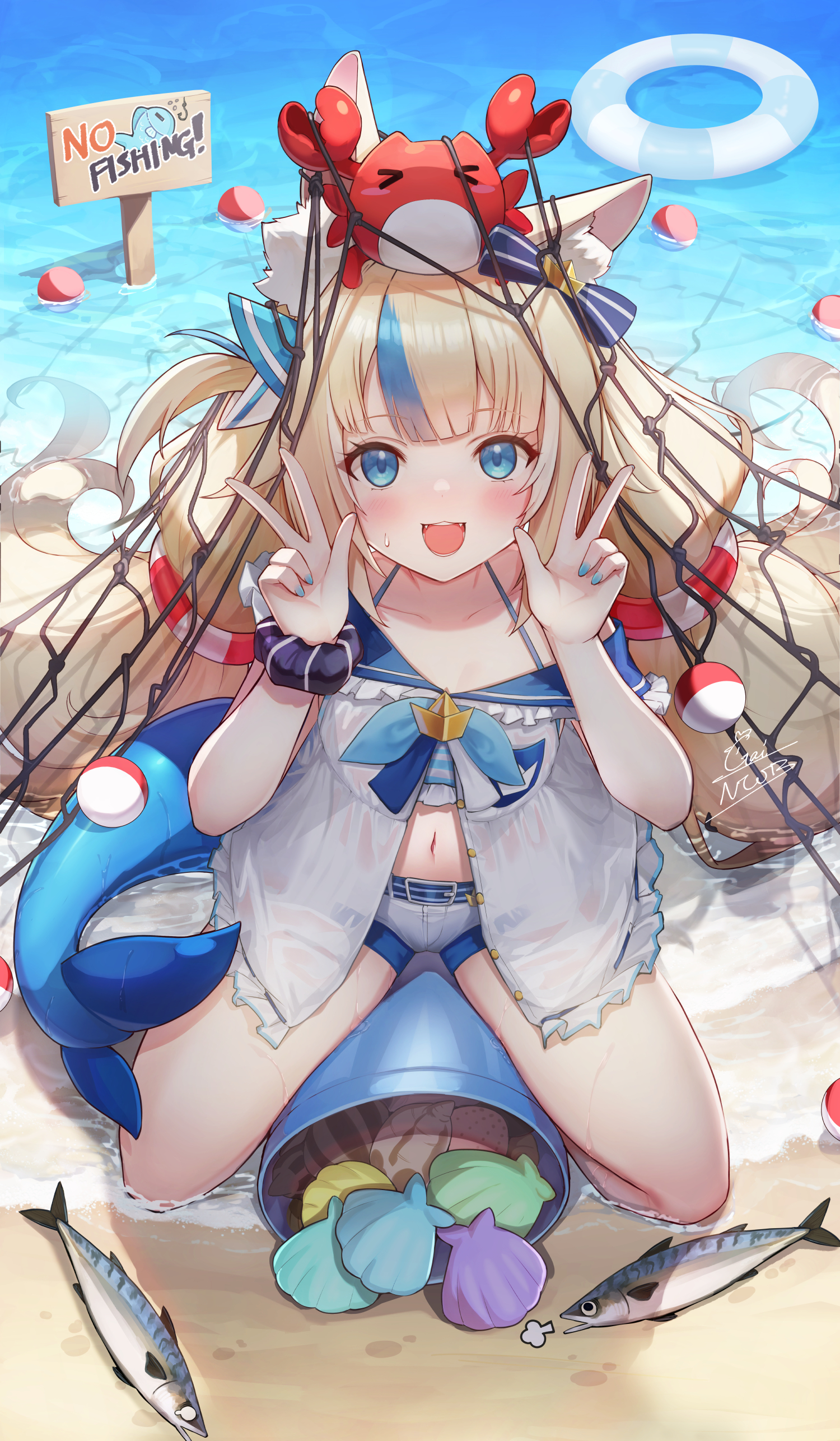 animal_ears gainoob indie_virtual_youtuber loli sameko_saba see_through tail wet