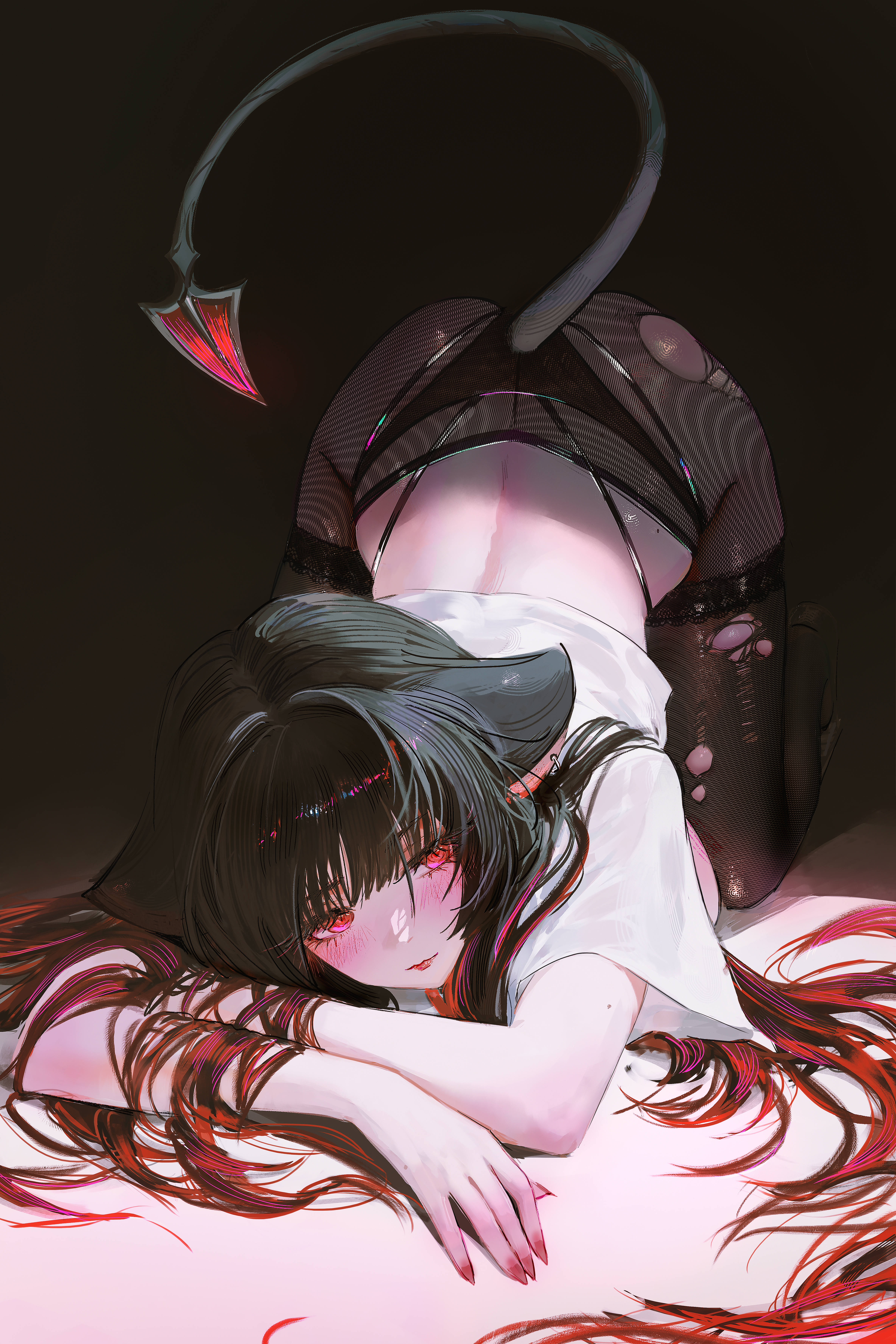 animal_ears fishnets jane_doe nixeu pantsu pantyhose see_through tail thong torn_clothes weapon zenless_zone_zero