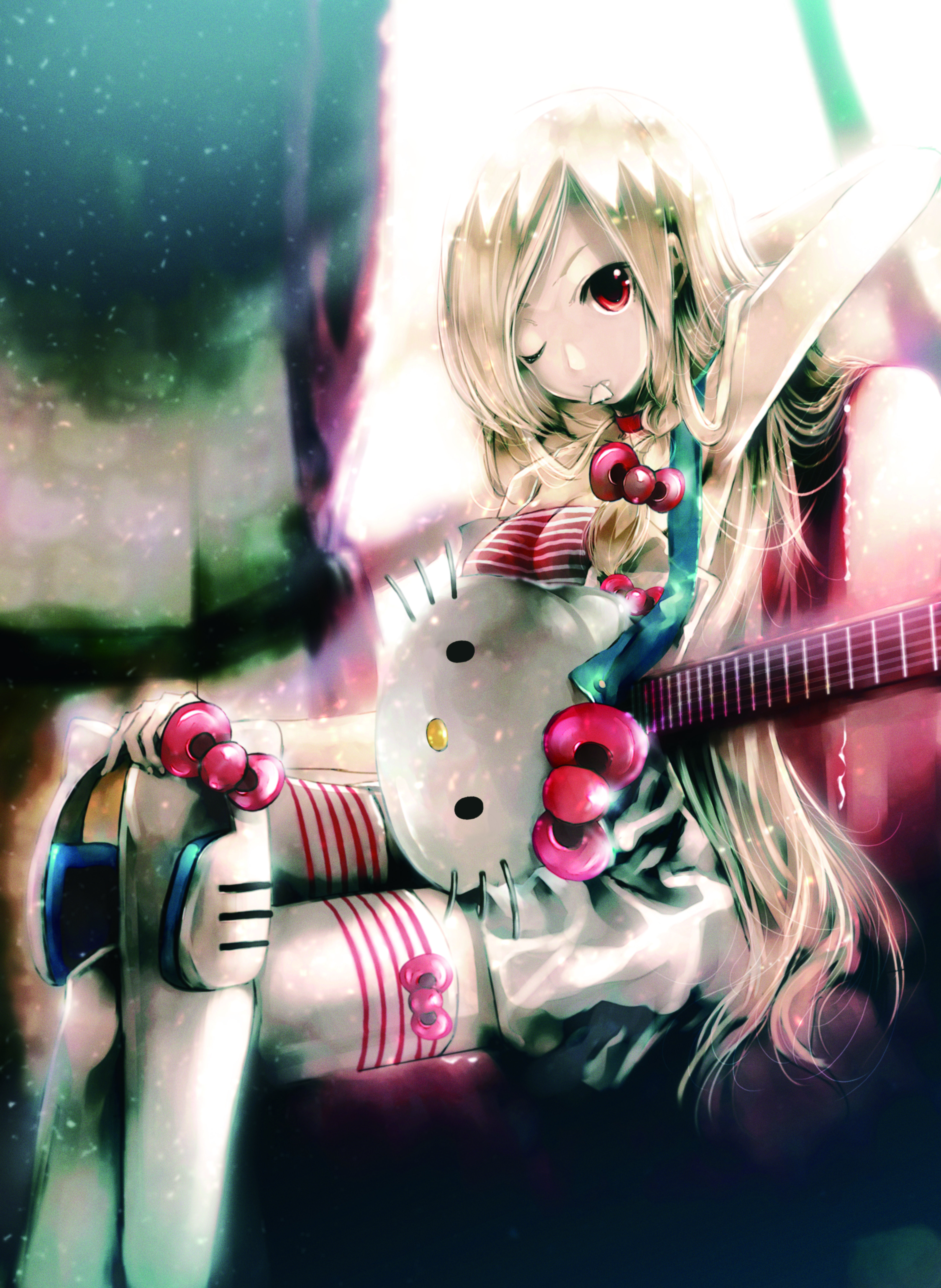 guitar hello_kitty kei thighhighs