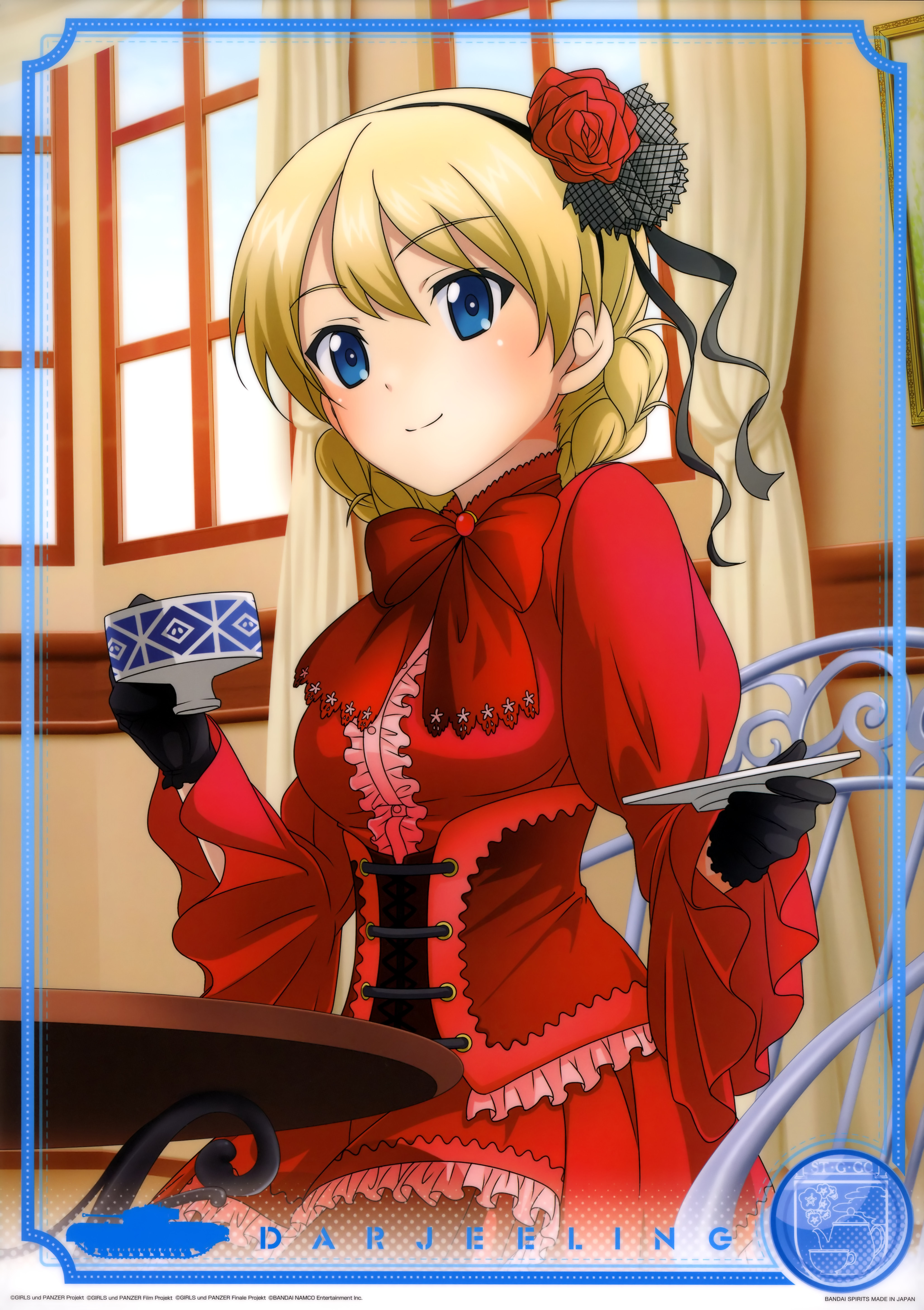 Safebooru 1girl Absurdres Black Gloves Black Hairband Black Ribbon Blonde Hair Blue Eyes Bow