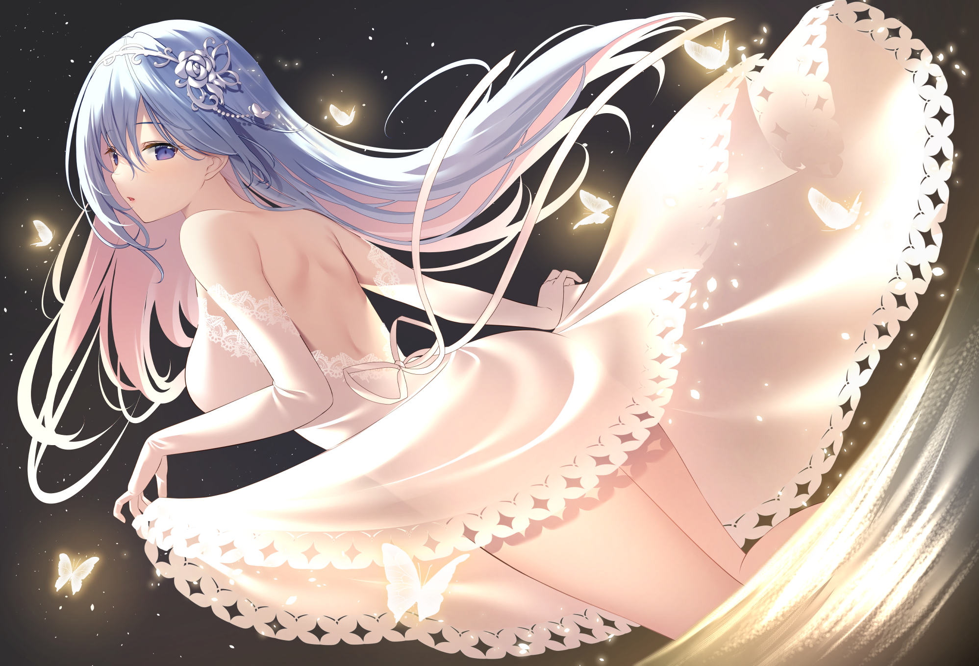dress emori_miku emori_miku_project miko_(royal_milk) no_bra nopan see_through skirt_lift