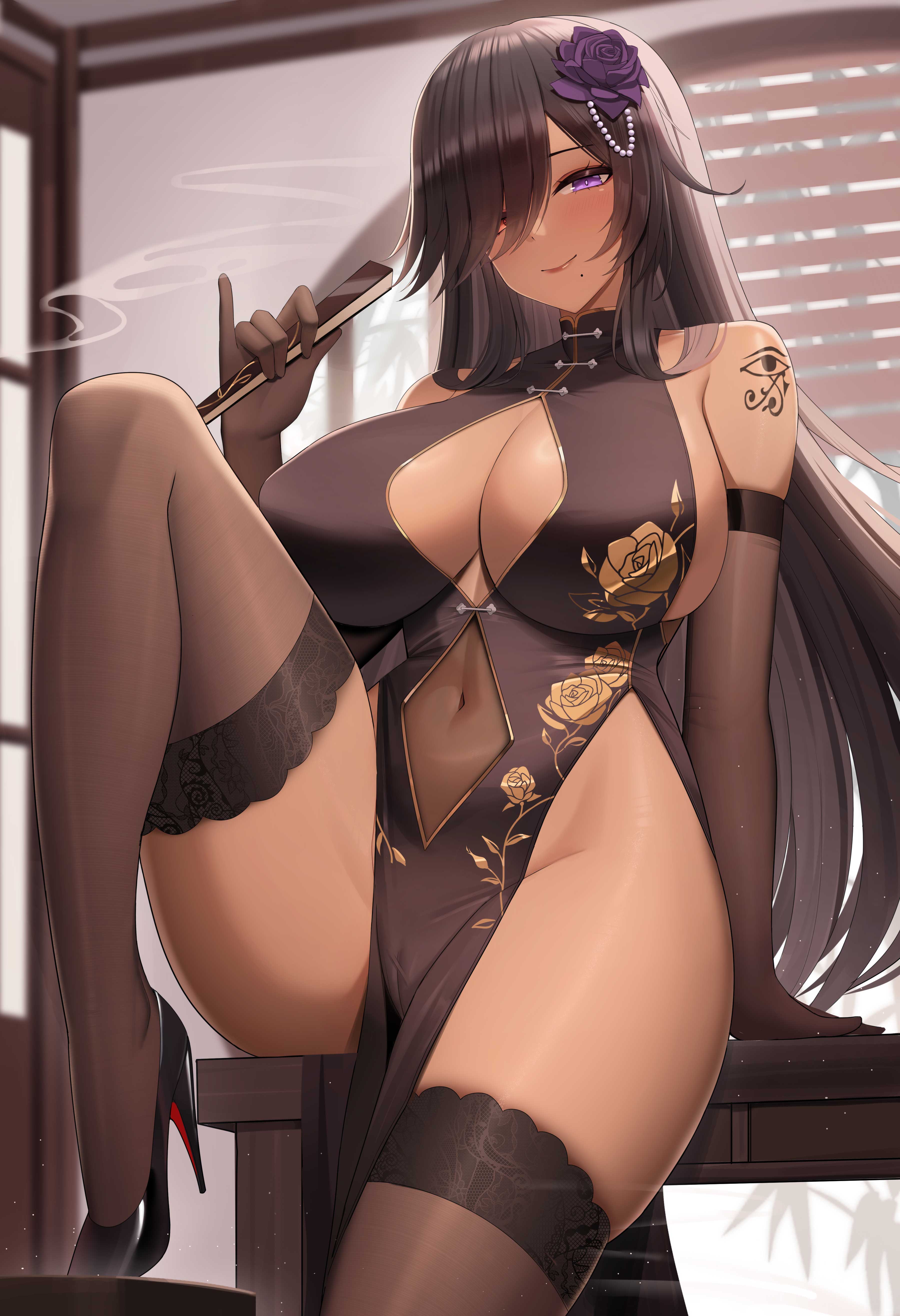 chinadress heels jpeg_artifacts no_bra tatakau_ataisuru thighhighs ultra-13 zara_moussa