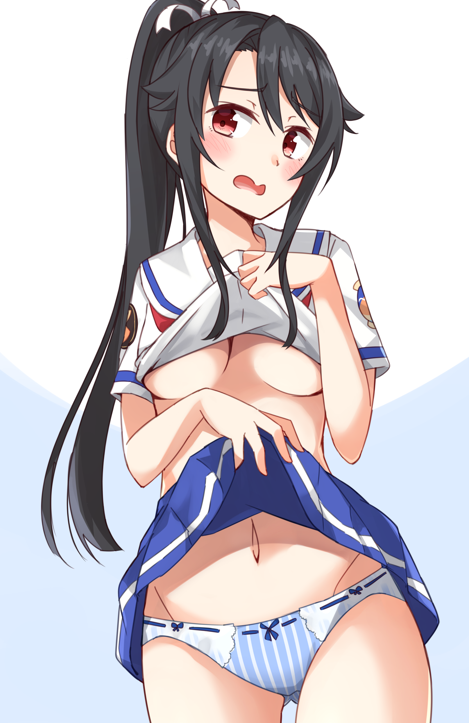 high_school_fleet kapatarou munetani_mashiro no_bra pantsu seifuku shirt_lift skirt_lift underboob