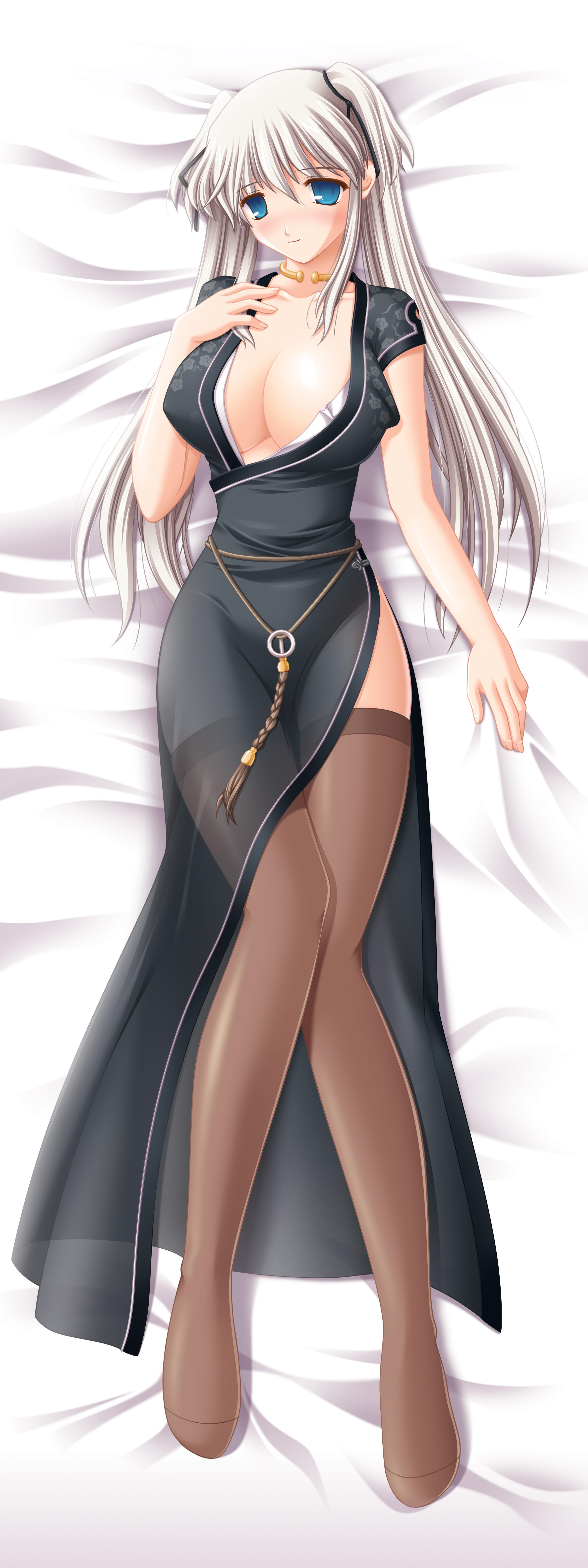 cleavage dakimakura erect_nipples kafu mabinogi nao no_bra see_through thighhighs