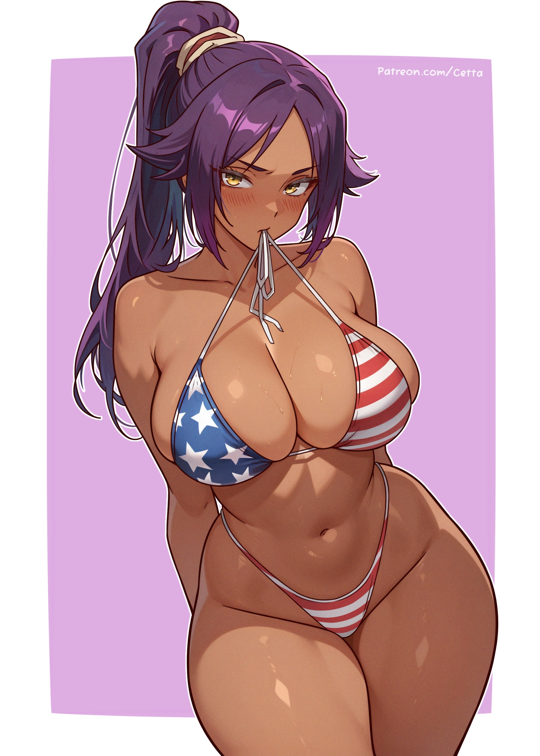 bikini bleach cetta_(cettadvd) shihouin_yoruichi swimsuits wet