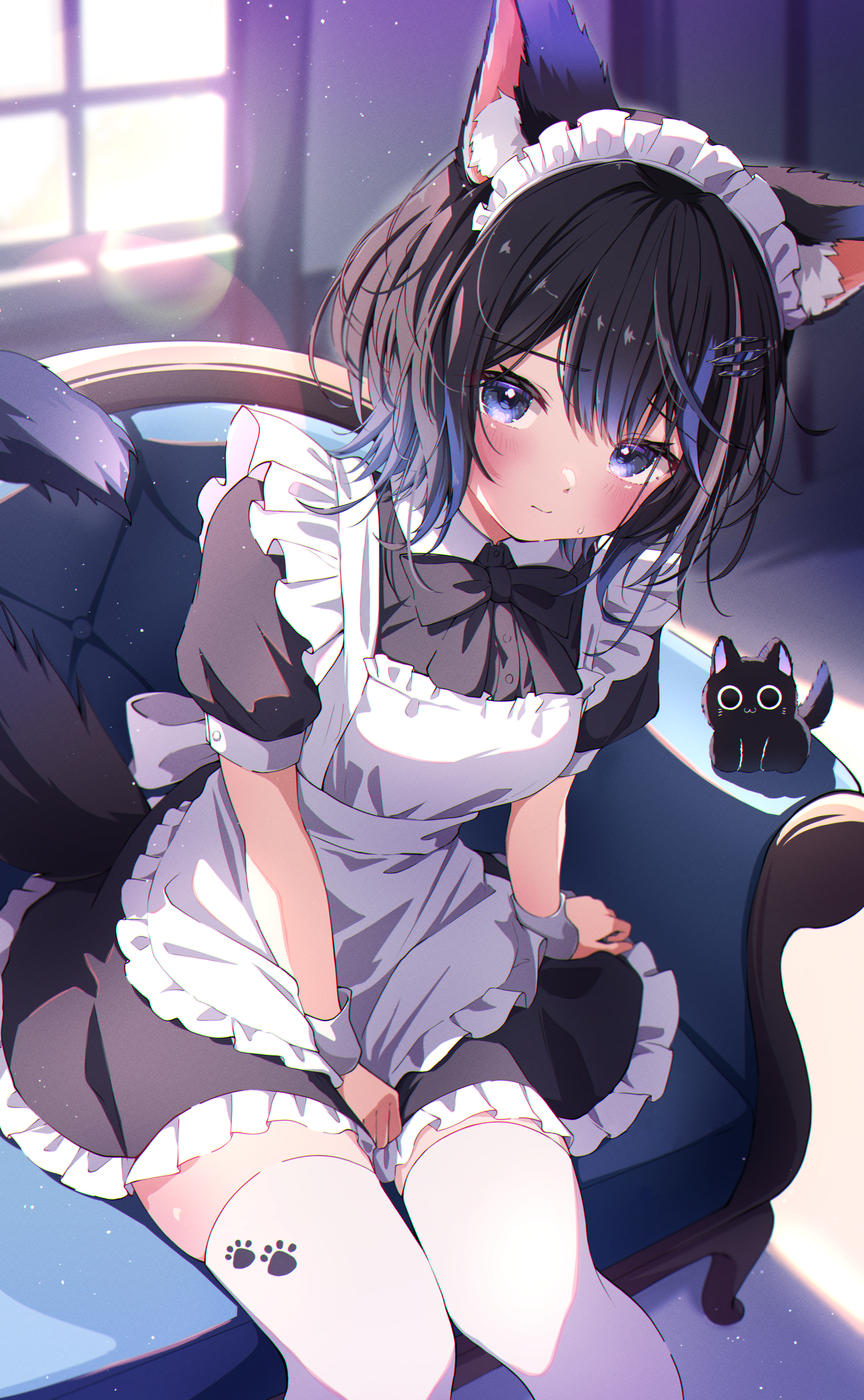 animal_ears detexted maid neko nekomimi ray_o0 tail thighhighs