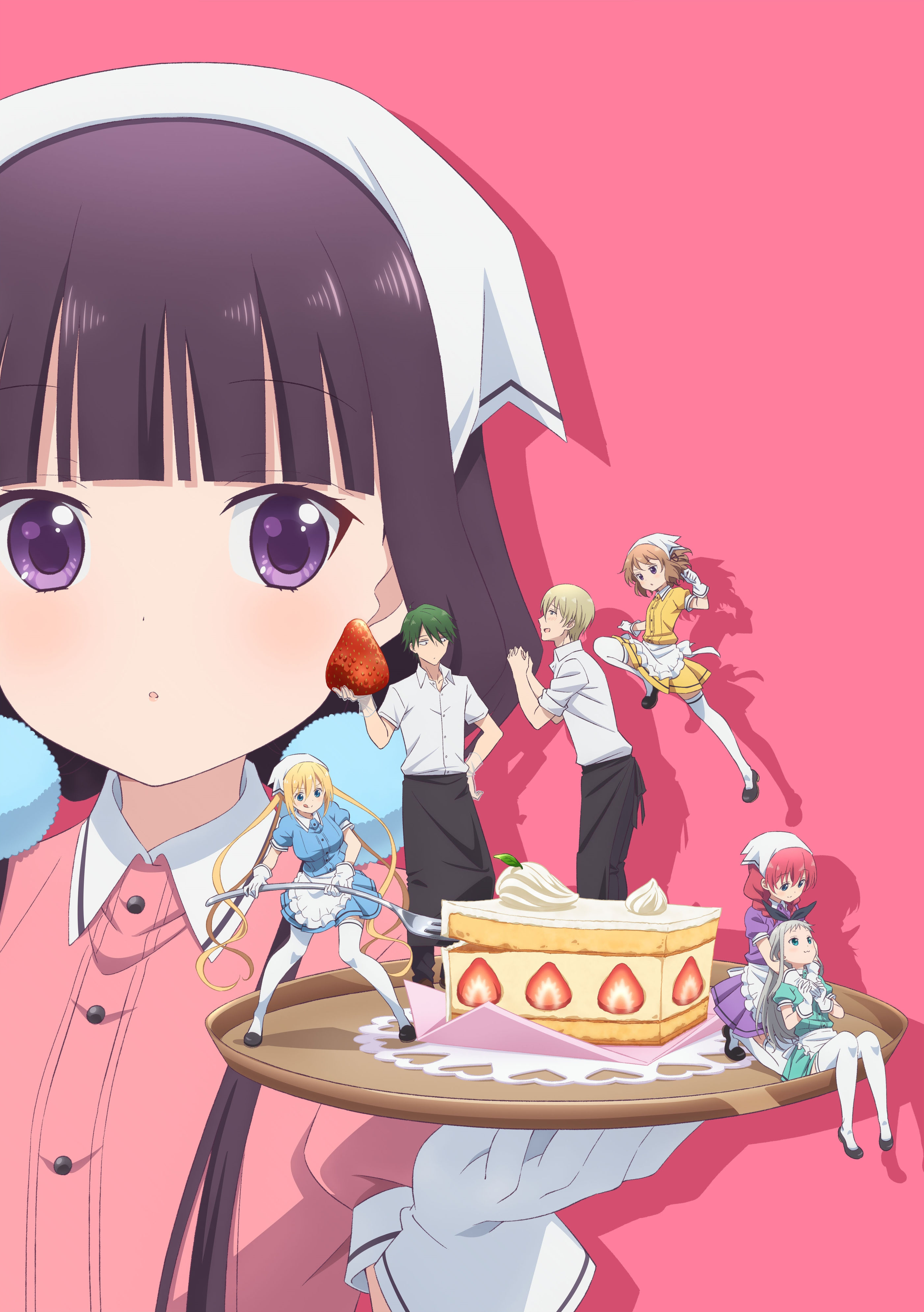akizuki_kouyou amano_miu blend_s dino_(blend_s) hinata_kaho hoshikawa_mafuyu kanzaki_hideri sakuranomiya_maika skirt_lift tagme thighhighs trap uniform waitress