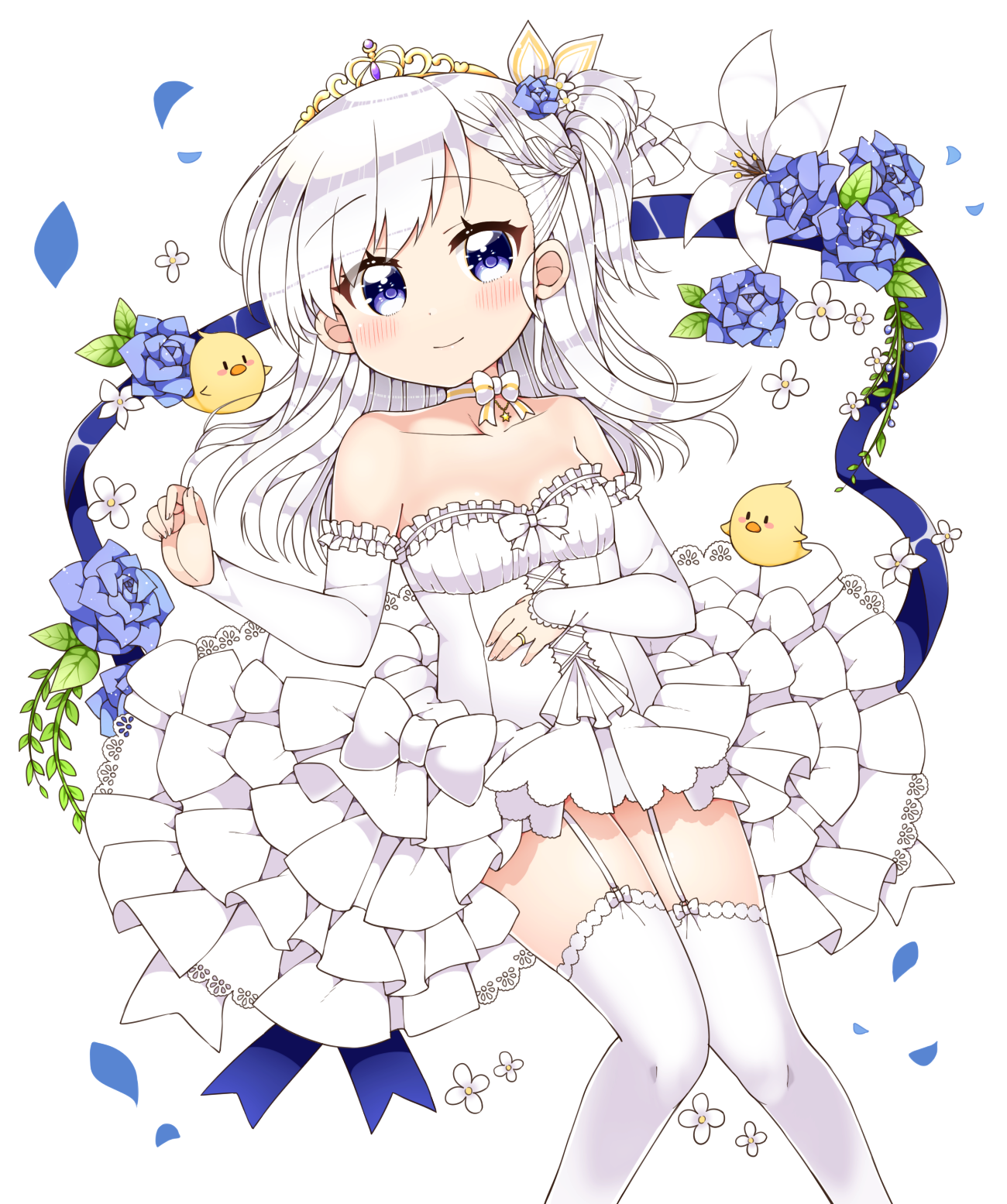 azur_lane bel-chan_(azur_lane) belfast_(azur_lane) dress kanjitomiko manjuu_(azur_lane) stockings thighhighs wedding_dress