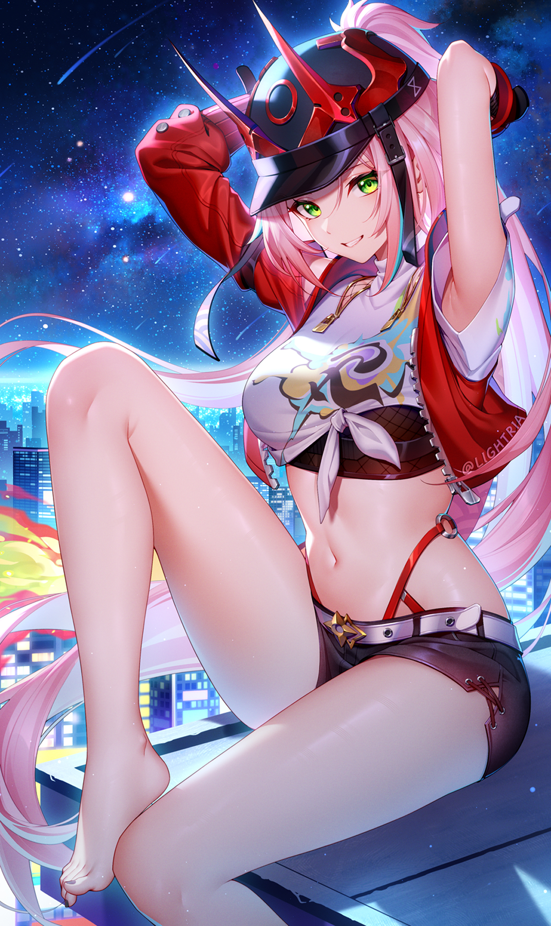 fishnets garter honkai:_star_rail horns lightria rappa