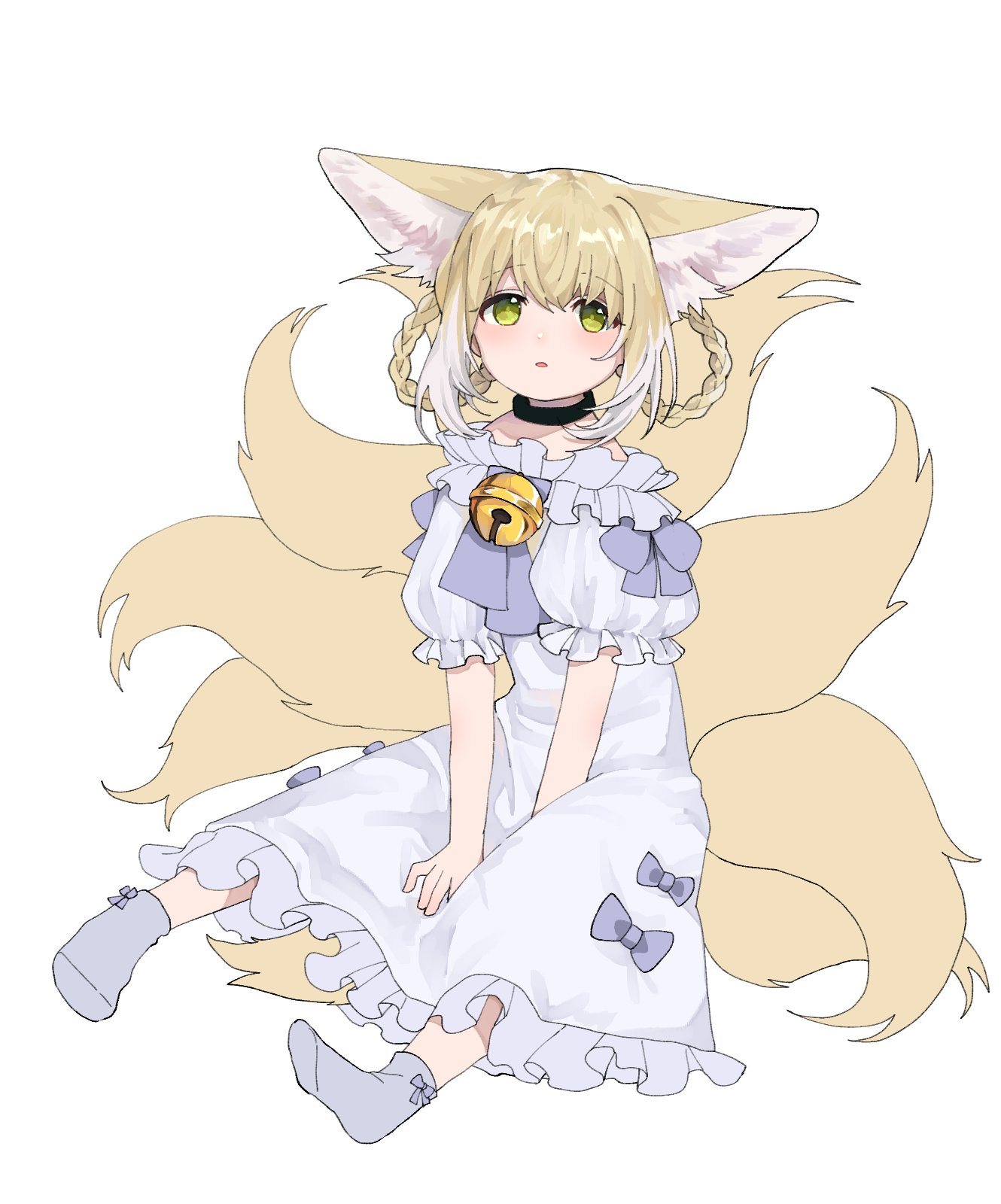 sy08 16 arknights suzuran (arknights) animal ears dress kitsune tail ...