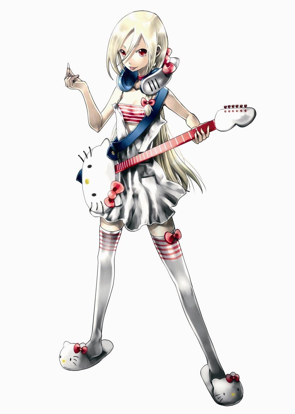 guitar hello_kitty kei thighhighs