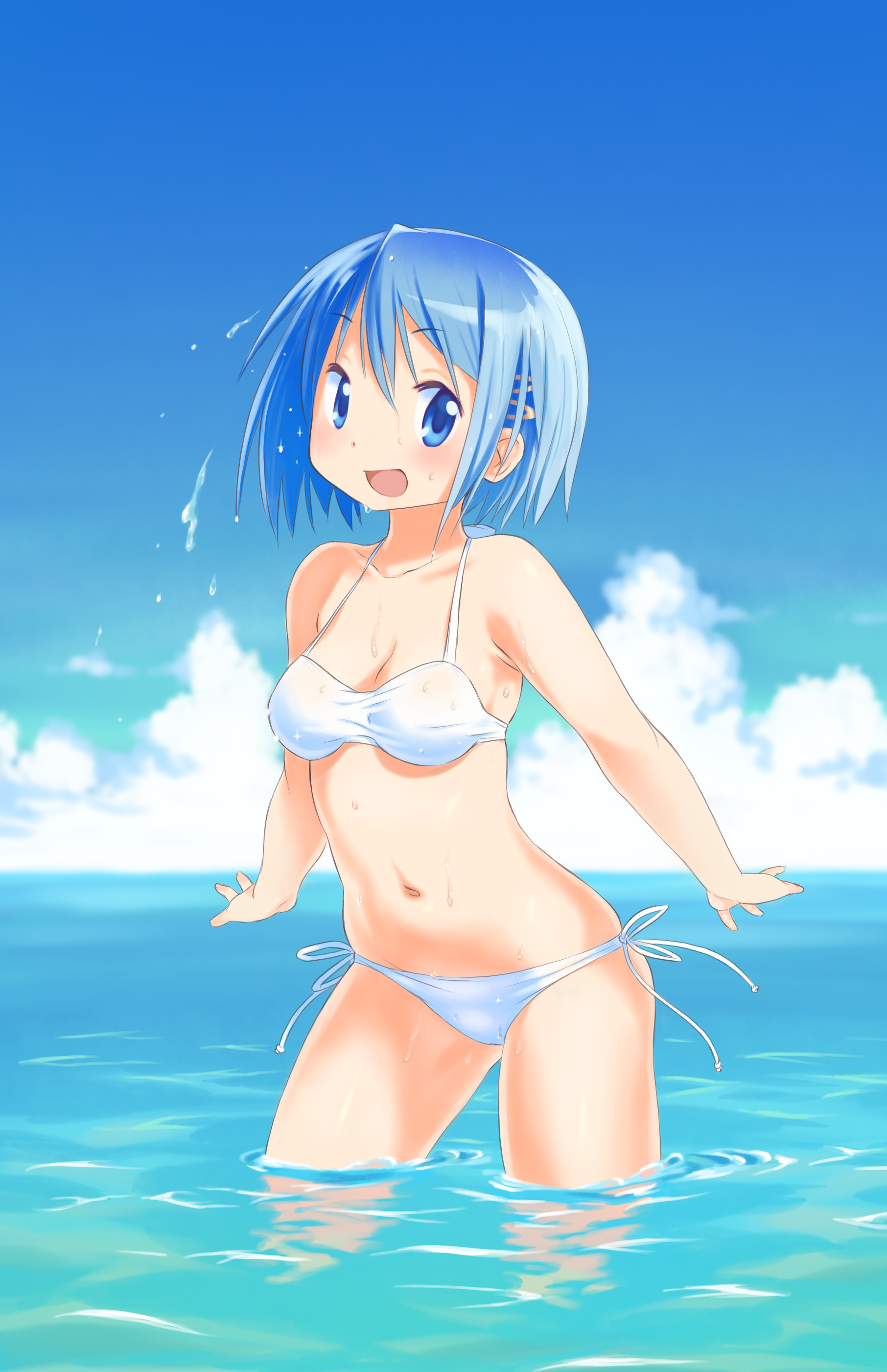 bikini gloamy mahou_shoujo_madoka_magica miki_sayaka swimsuits wet