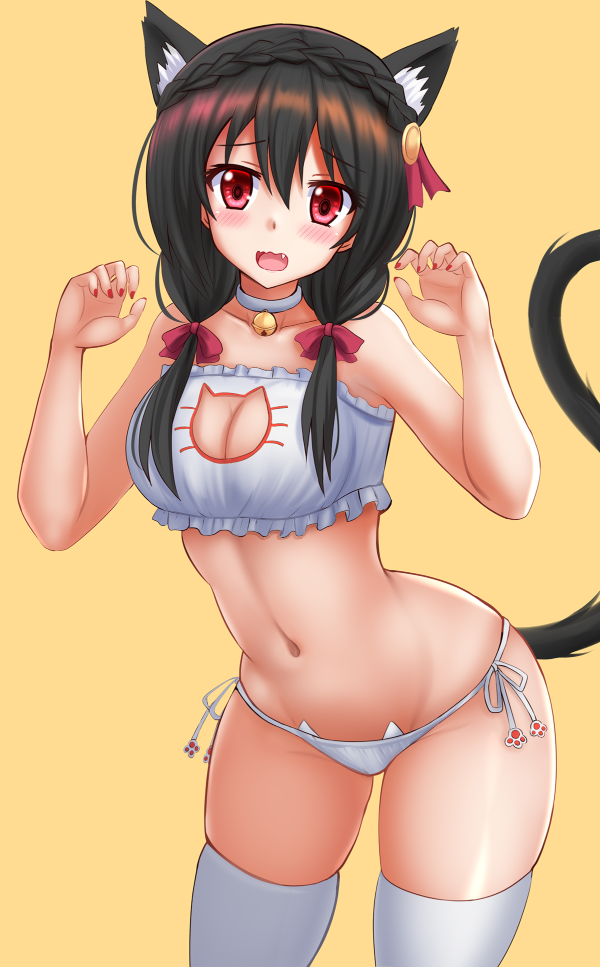 animal_ears bra kazenokaze kono_subarashii_sekai_ni_shukufuku_wo! nekomimi pantsu string_panties tail thighhighs yunyun_(kono_subarashii_sekai_ni_shukufuku_wo!)