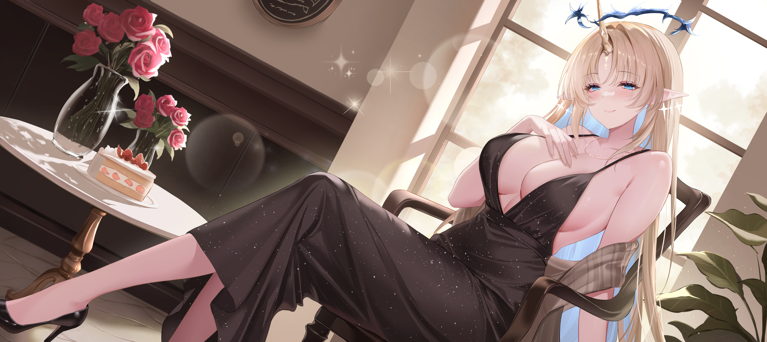 dress fleurdelys heels horns nanoda002_(saber427) no_bra pointy_ears wuthering_waves