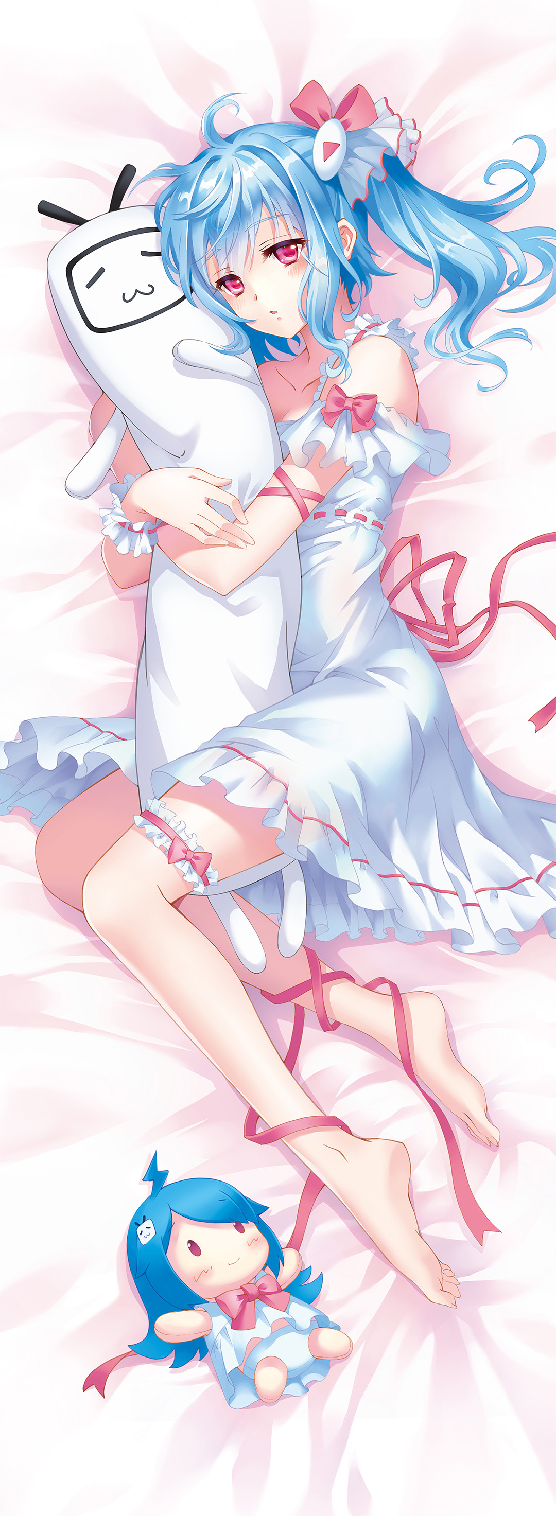 amai bili_bili_douga bili_girl_33 breast_hold chibi dakimakura dress feet garter see_through