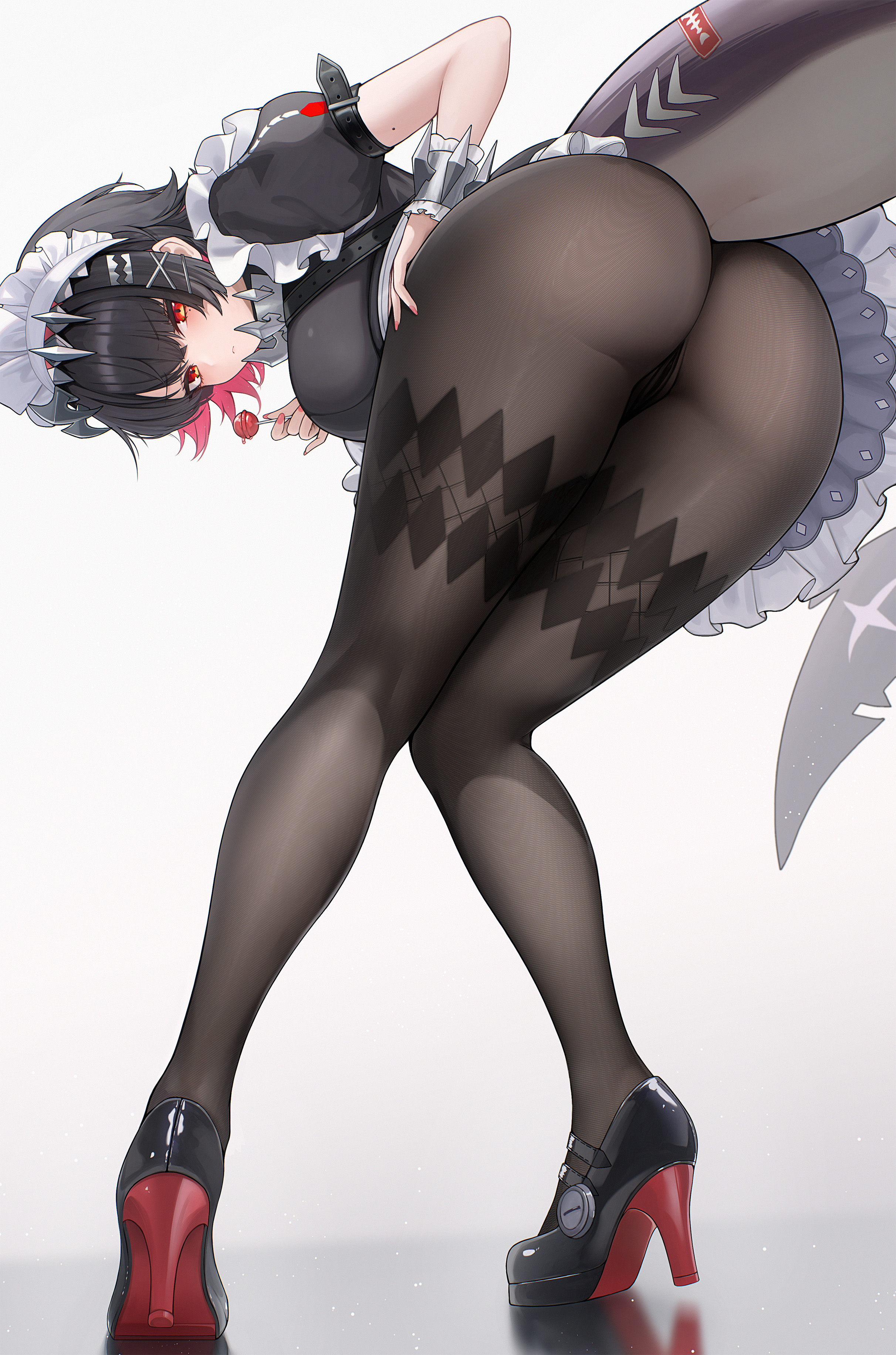 ass ellen_joe floralmi heels maid pantsu pantyhose see_through skirt_lift tail thong zenless_zone_zero