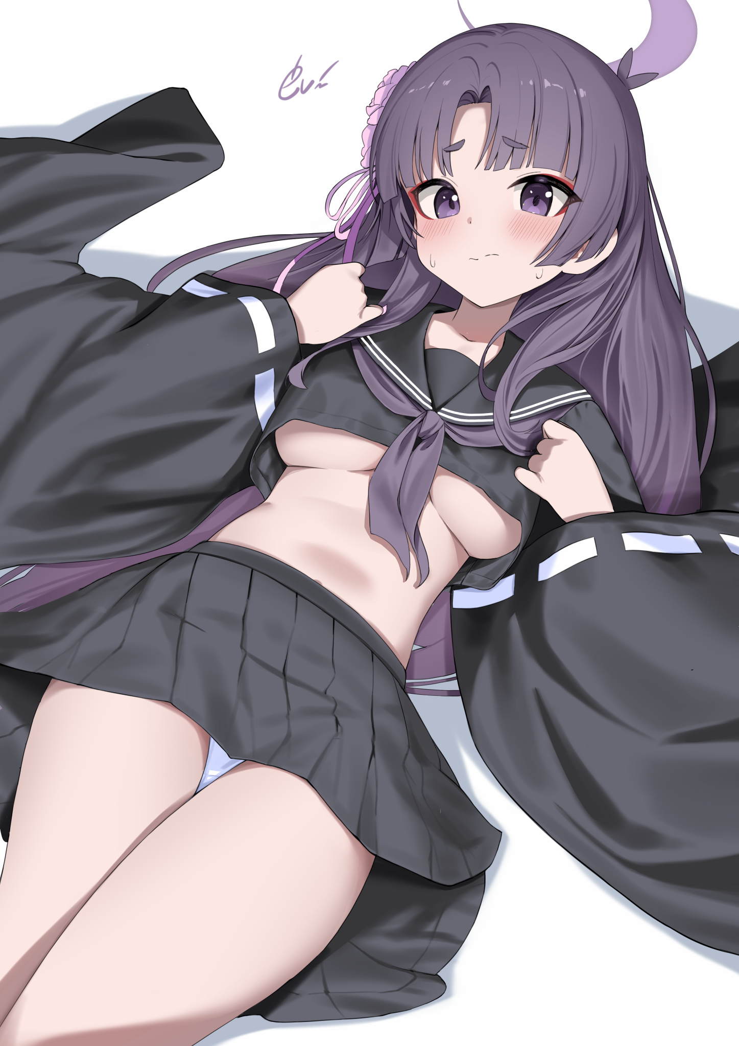 blue_archive ev halo kadenokouji_yukari no_bra pantsu seifuku tagme underboob