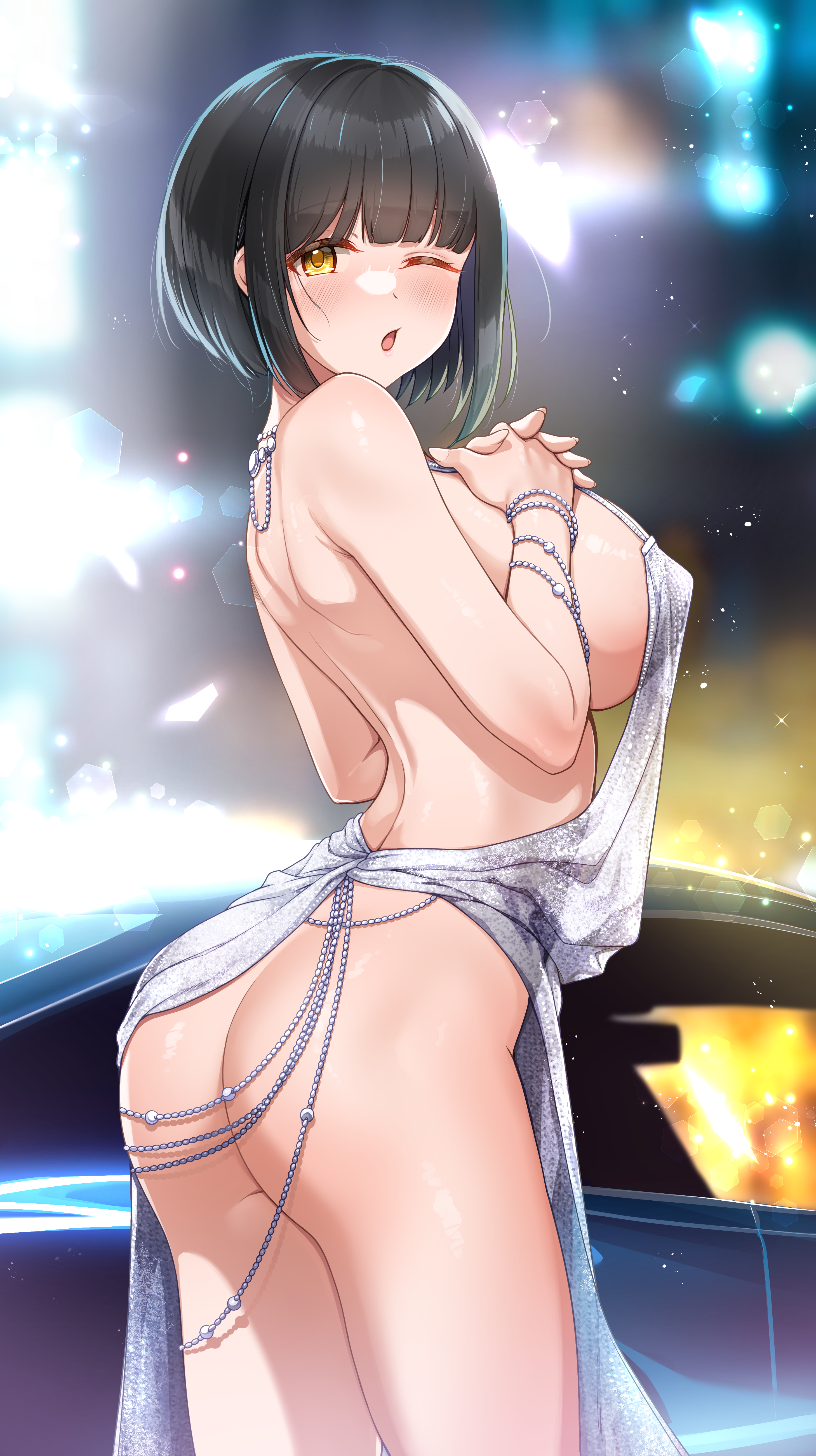 ass azur_lane cosplay dress erect_nipples mk no_bra nopan see_through st._louis_(azur_lane) takafuji_kako the_idolm@ster the_idolm@ster_cinderella_girls