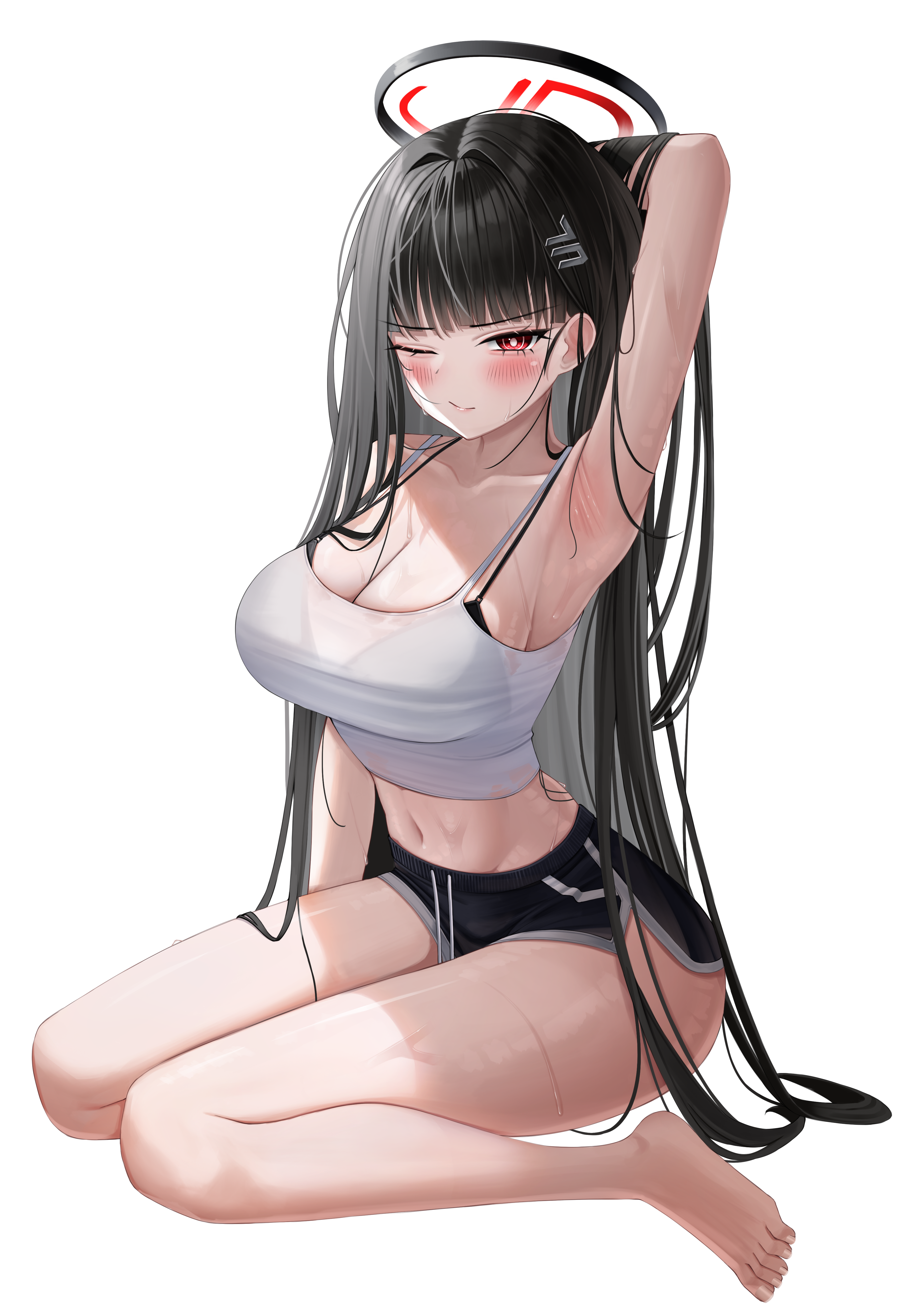 blue_archive bra halo hsxxx see_through transparent_png tsukatsuki_rio wet