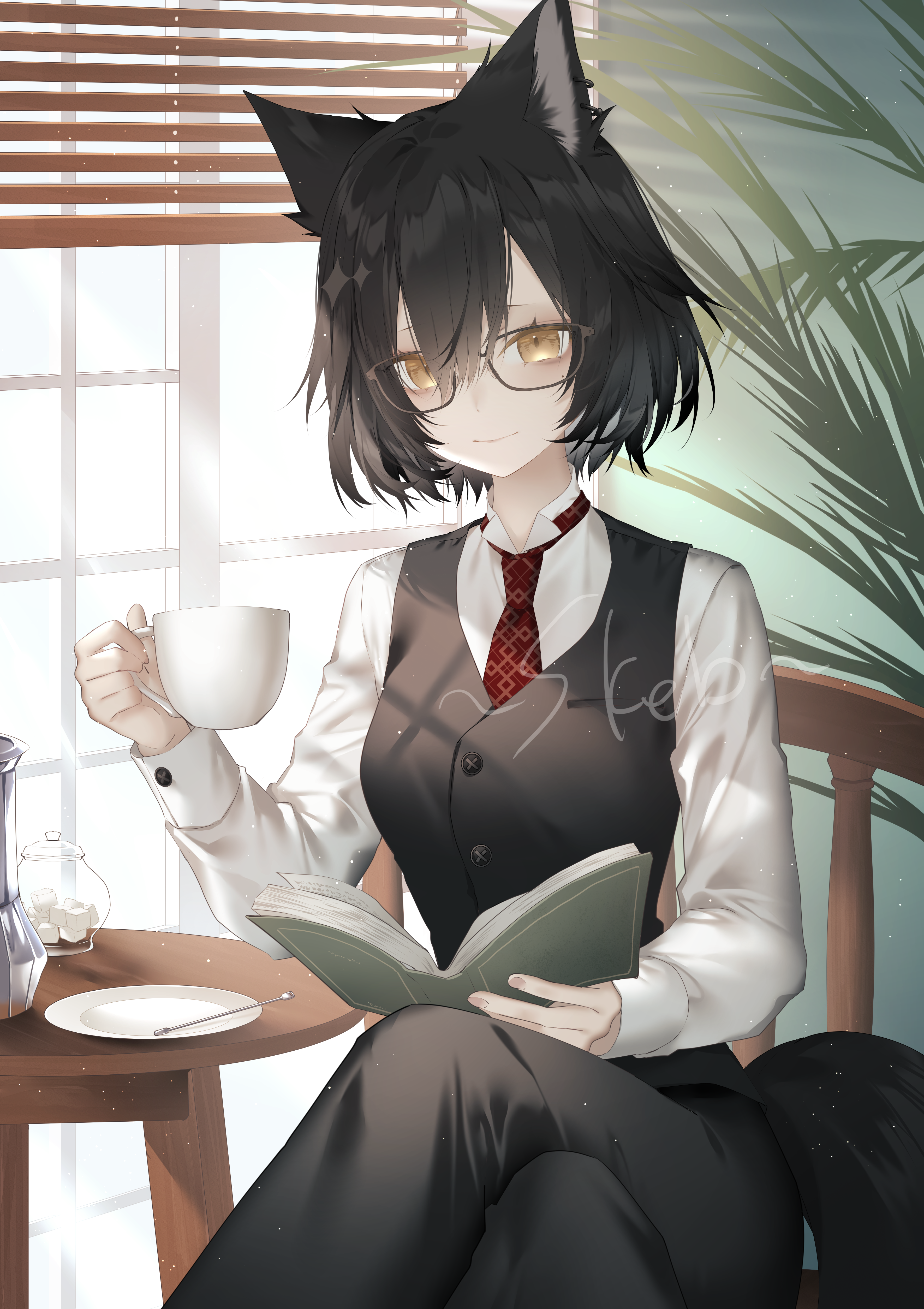 animal_ears crossdress kotarou megane tail