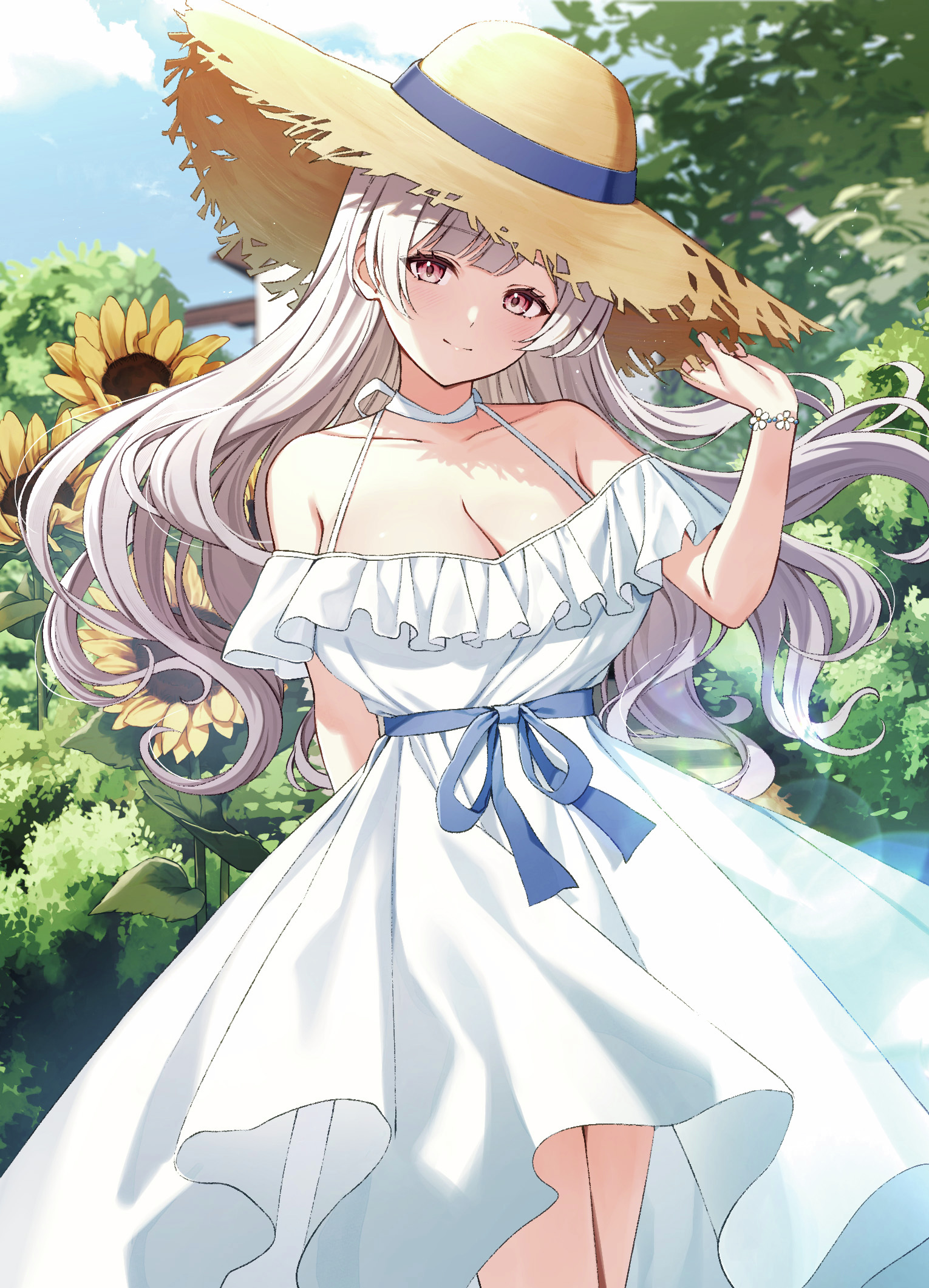 dress inkya_no_ore_ga_sekigae_de_s-kyuu_bishoujo_ni_kakomaretara_himitsu_no_kankei_ga_hajimatta. kuroto_yuu miyama_airi skirt_lift summer_dress