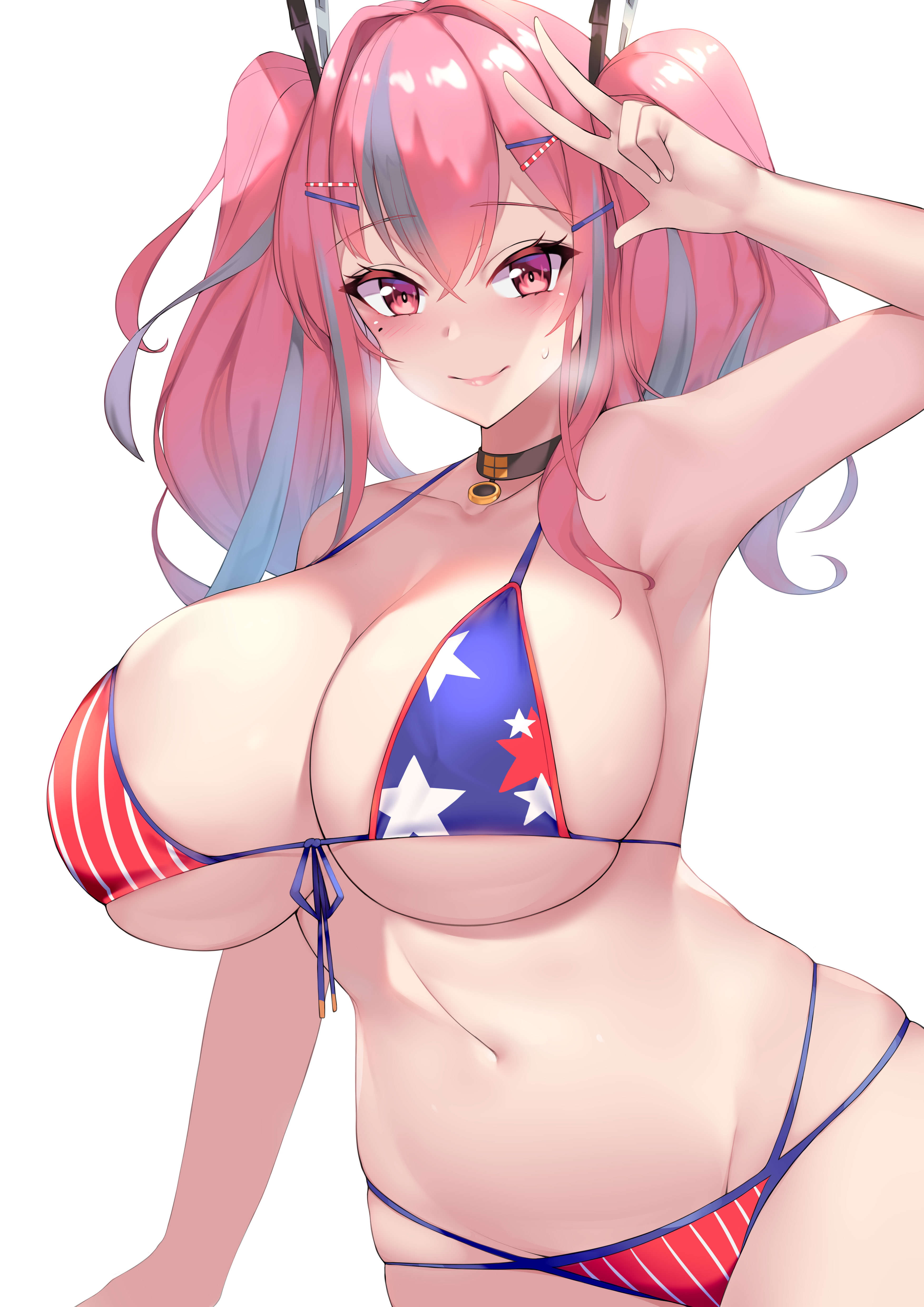 azur_lane bikini bremerton_(azur_lane) cosplay fate/grand_order kuavera miyamoto_musashi_(fate) swimsuits