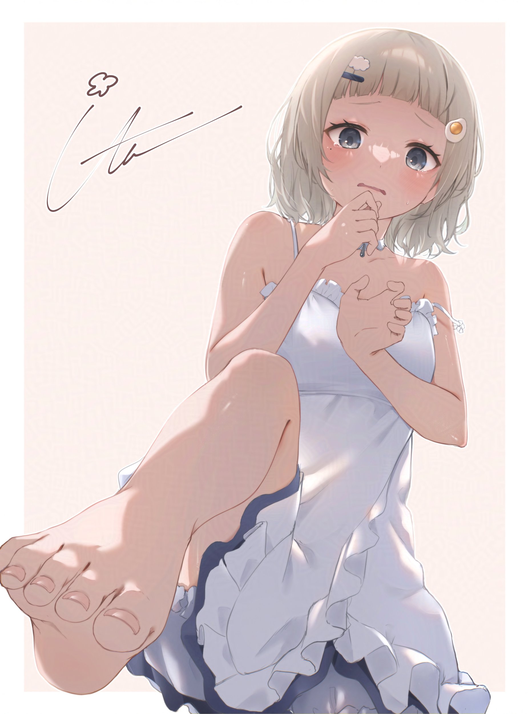 anya_kumori bloomers dress feet hanazome_uta indie_virtual_youtuber no_bra skirt_lift summer_dress