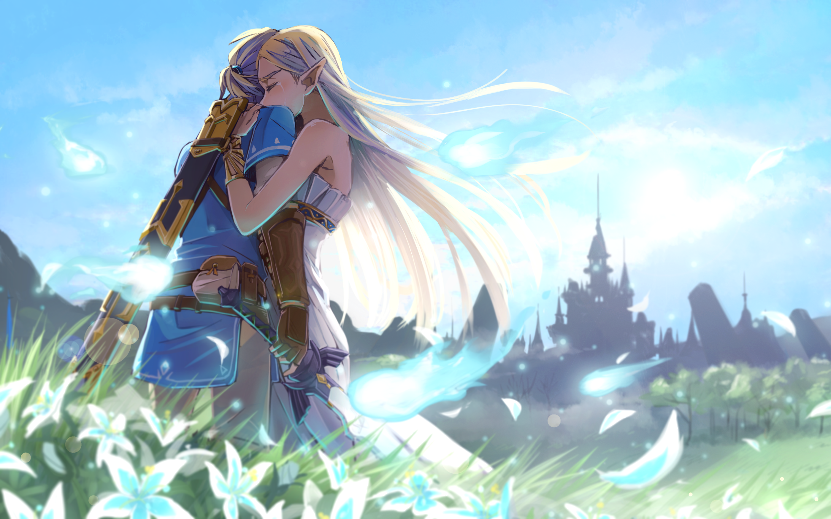 dress link otton pointy_ears princess_zelda sword the_legend_of_zelda the_legend_of_zelda:_breath_of_the_wild