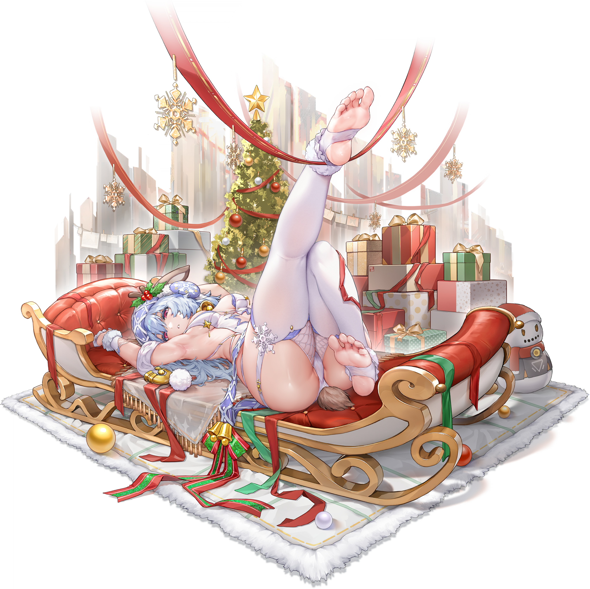 animal_ears christmas cross_core feet fishnets horns leotard no_bra stockings tagme tail thighhighs transparent_png