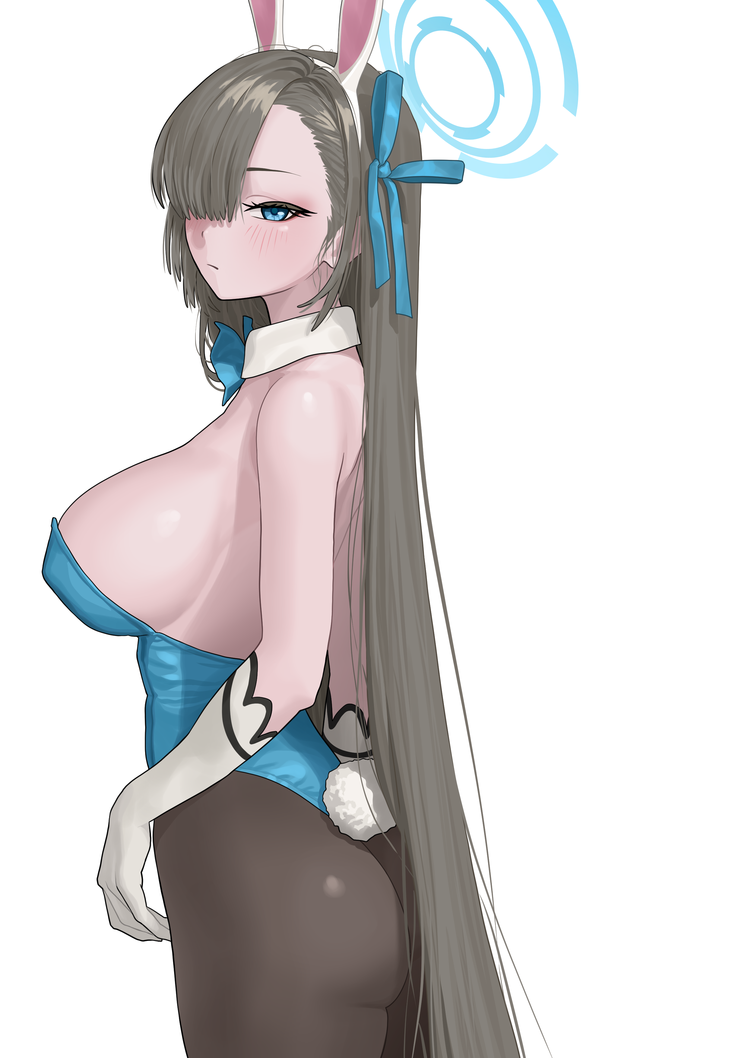 animal_ears blue_archive bunny_ears bunny_girl halo ichinose_asuna no_bra okokorika pantyhose tail