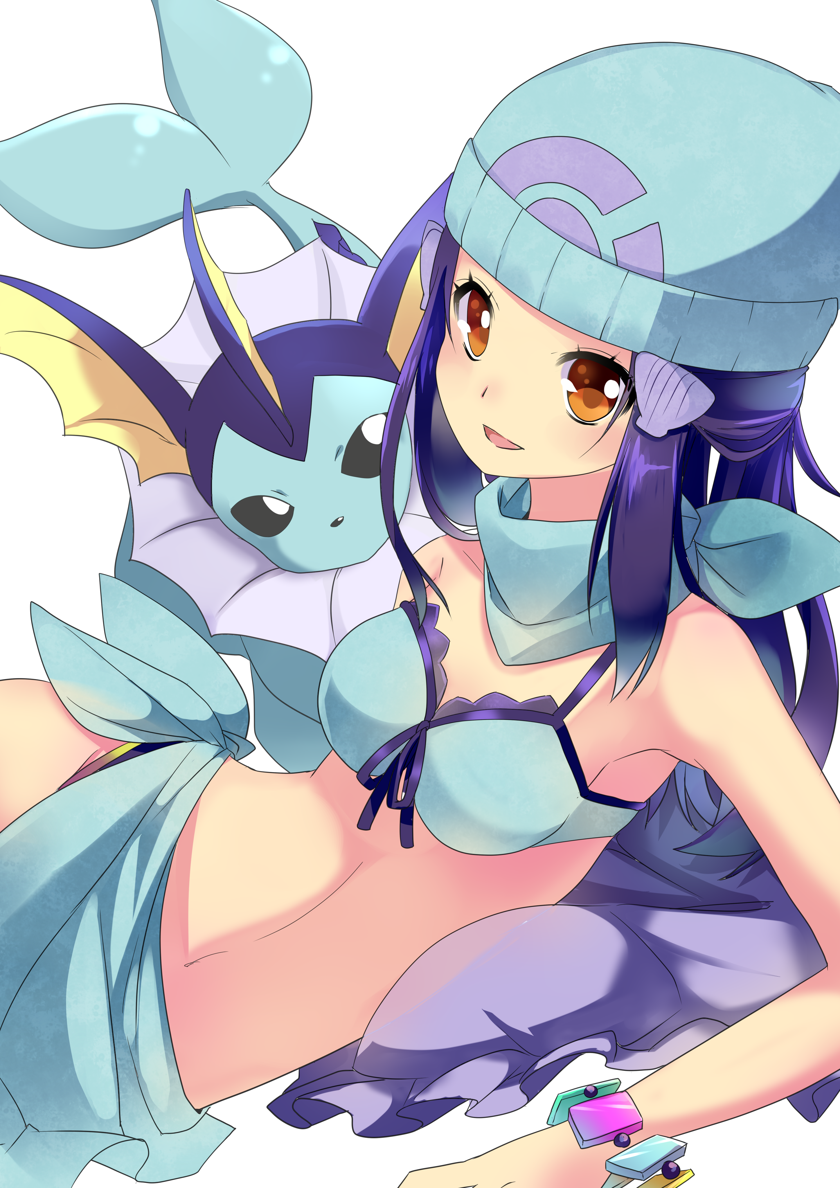 bikini hikari_(pokemon) nyori pokemon pokemon_bdsp pokemon_dppt swimsuits transparent_png vaporeon